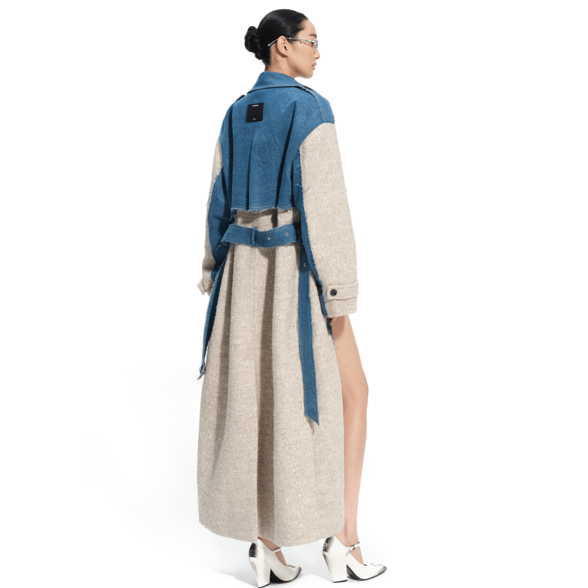 NAWS Caracal Patchwork Wool Coat in Blue | MADAX
