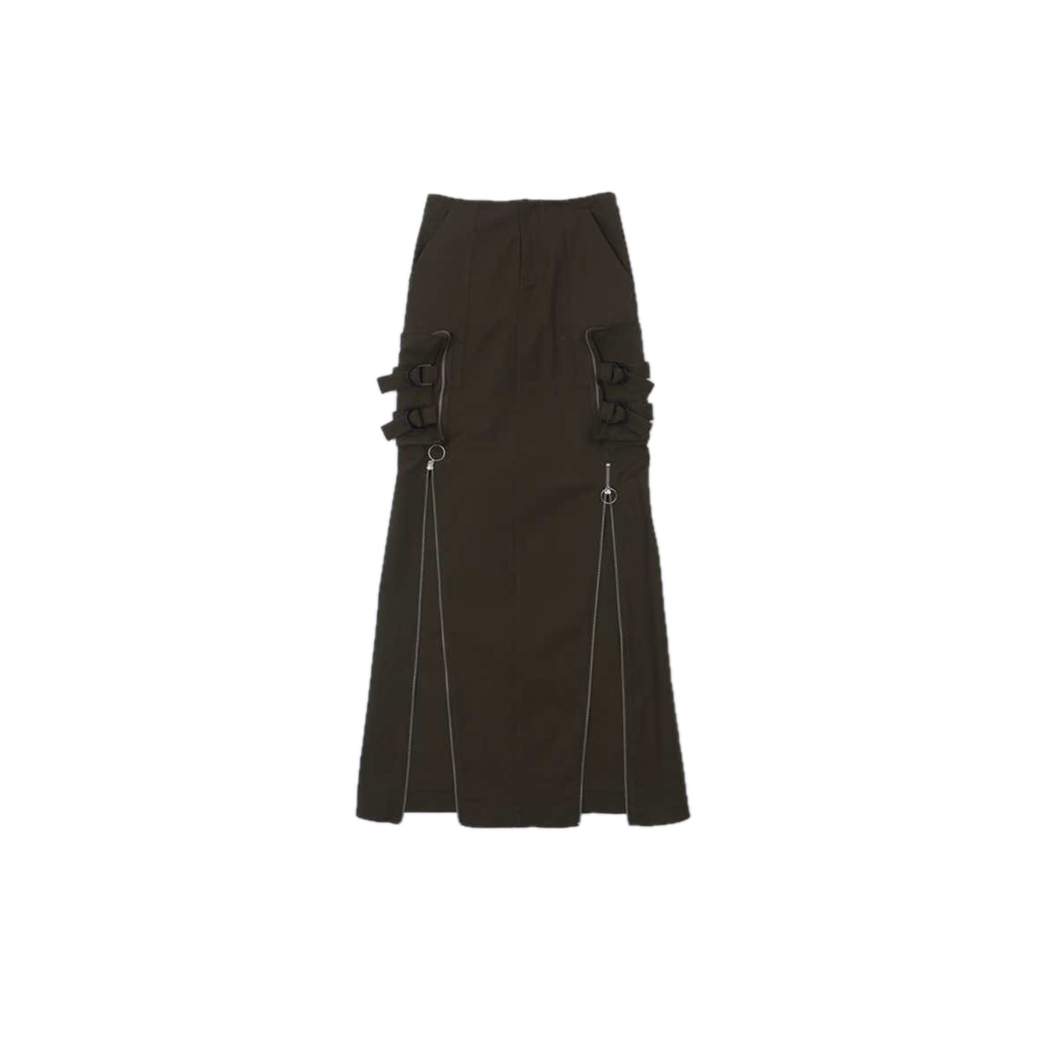 CPLUS SERIES Cargo Skirt with Symmetrical Zipper in Brown | MADA IN CHINA