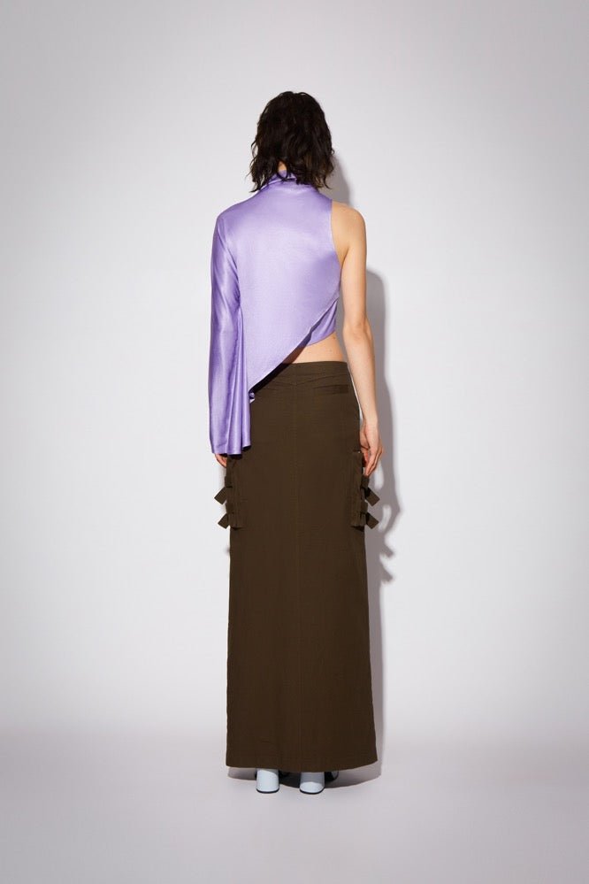 CPLUS SERIES Cargo Skirt with Symmetrical Zipper in Brown | MADA IN CHINA