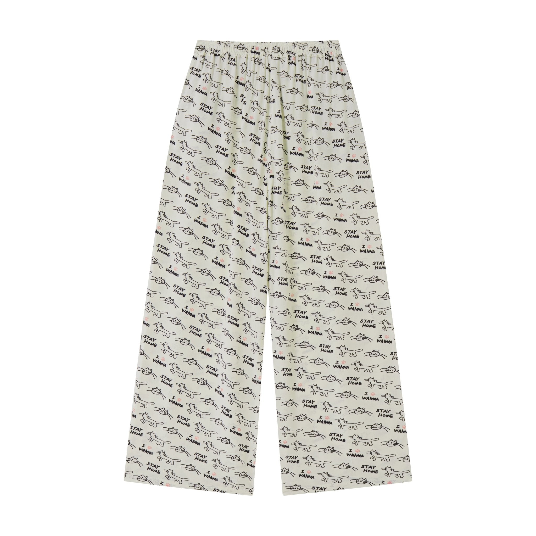 CHAOSCHAOS Cat Print Baby Doll Collar Pajama Set In Cat Print | MADAX