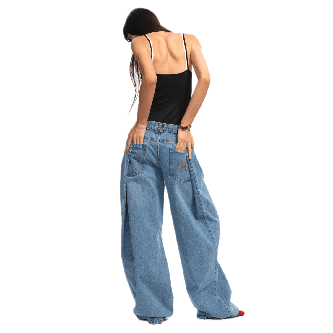 NAWS Ceramic Denim Sack Pants in Blue | MADAX