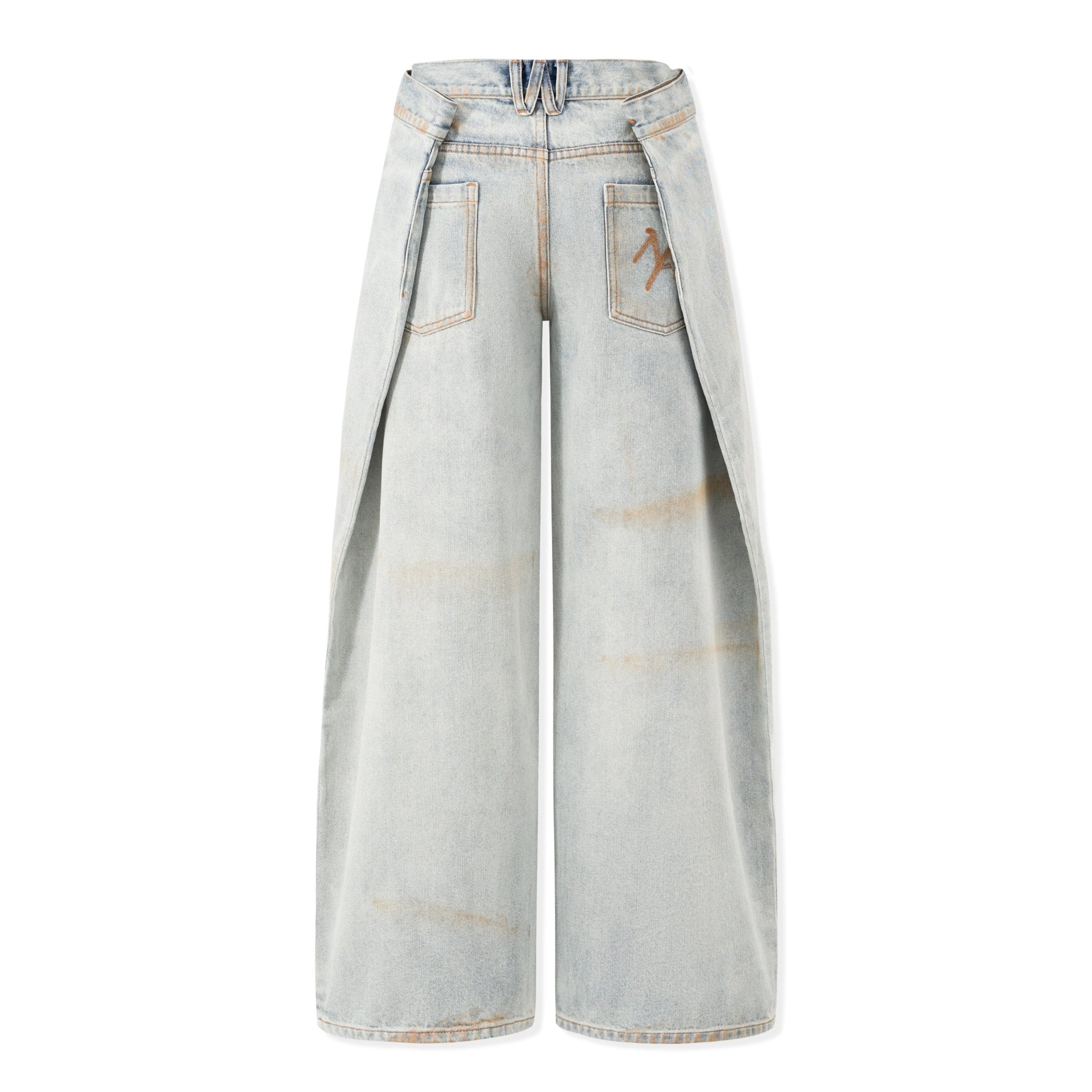 NAWS Ceramic Denim Sack Pants in White | MADAX