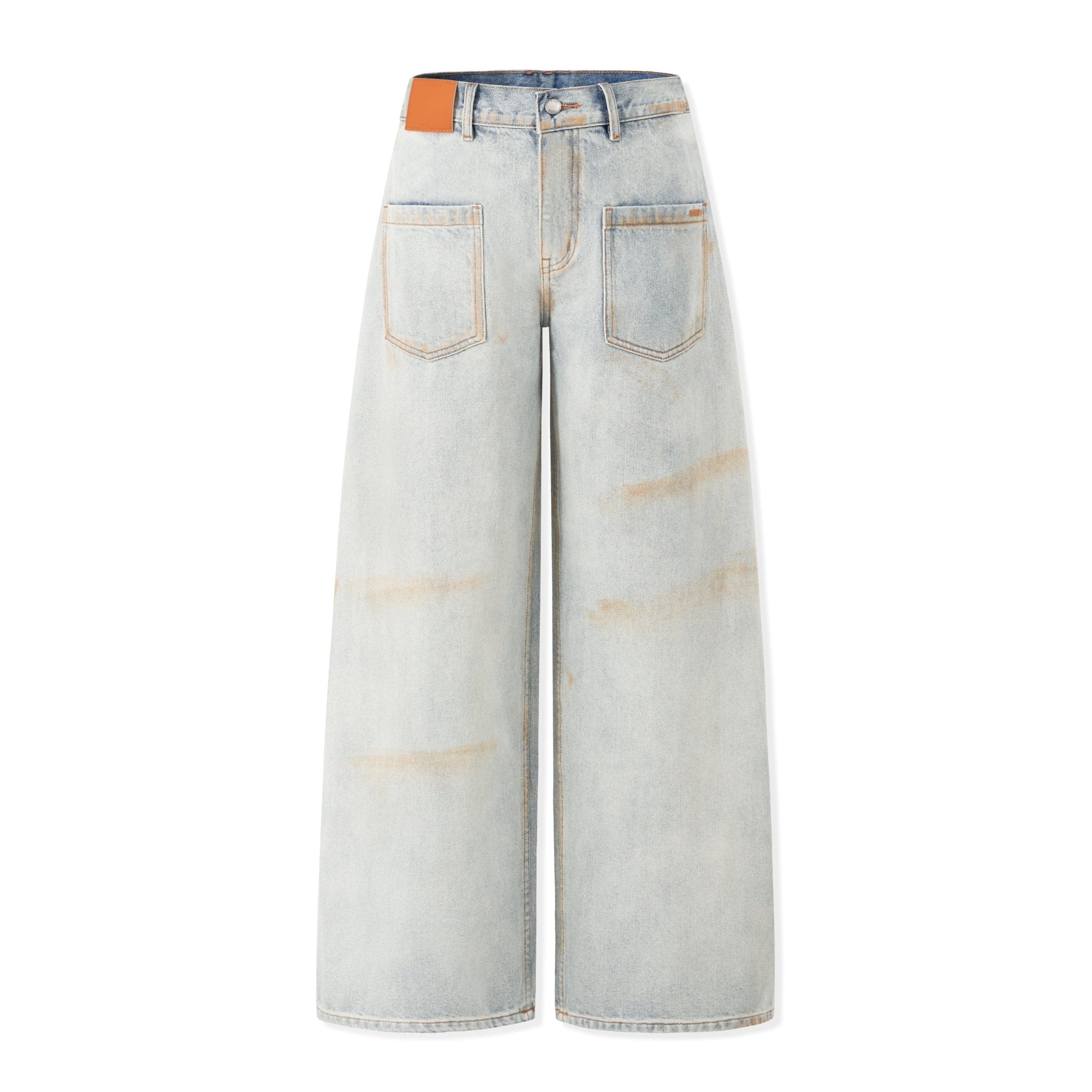 NAWS Ceramic Denim Sack Pants in White | MADAX