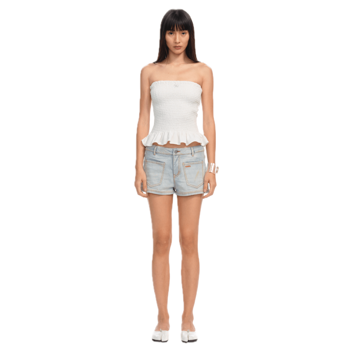 NAWS Ceramic Denim Shorts in White | MADAX
