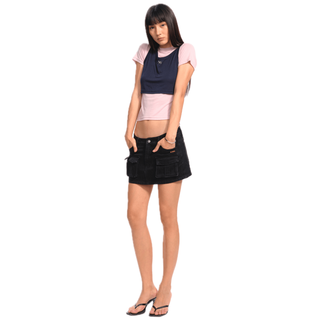 NAWS Ceramic Denim Skirt in Black | MADAX