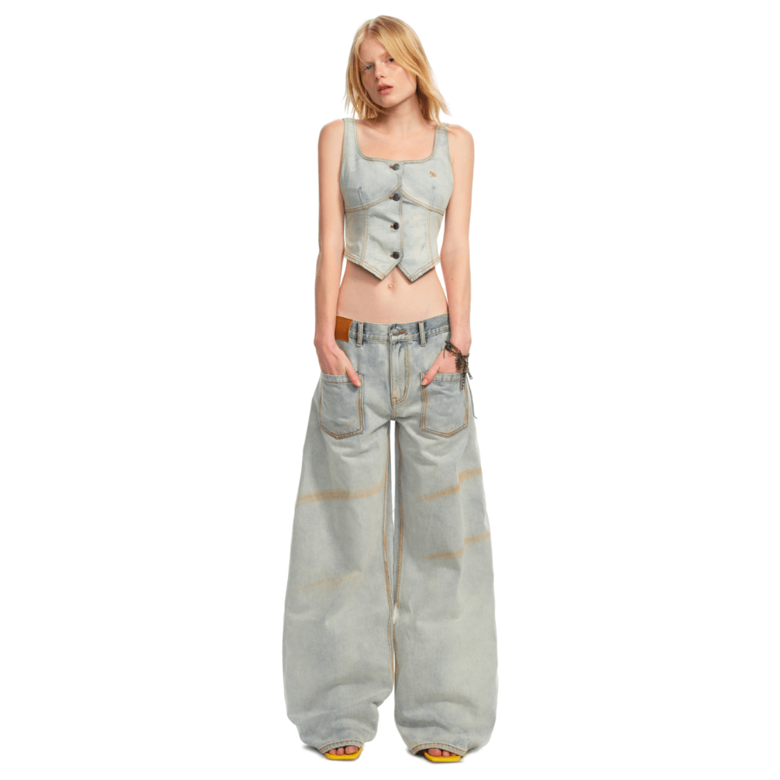 NAWS Ceramic Denim Vest in White | MADAX