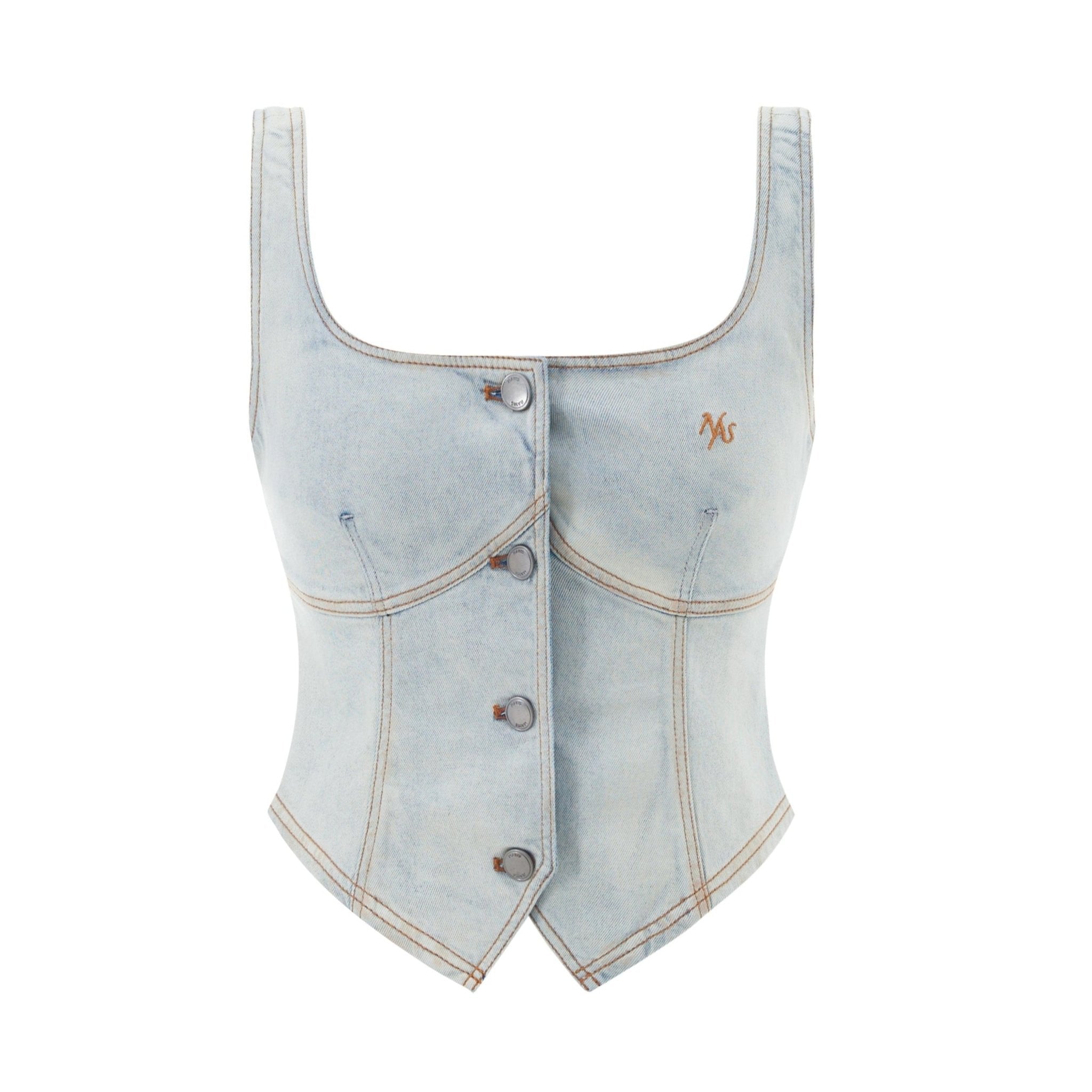 NAWS Ceramic Denim Vest in White | MADAX