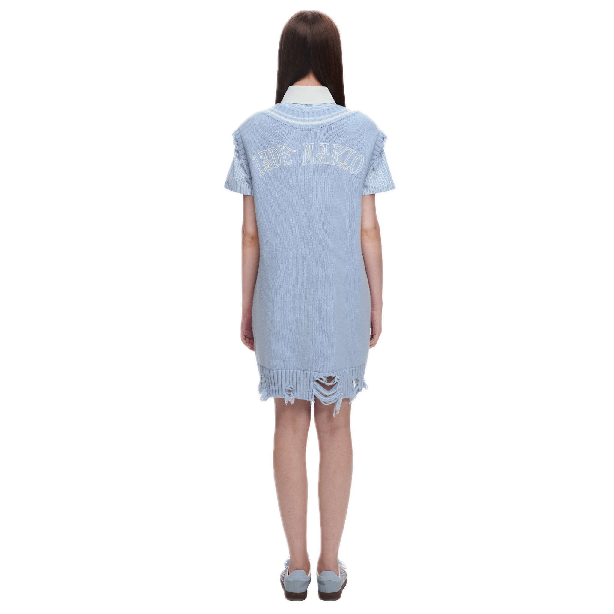 13DE MARZO Chain Knit Tank Dress in Blue | MADAX