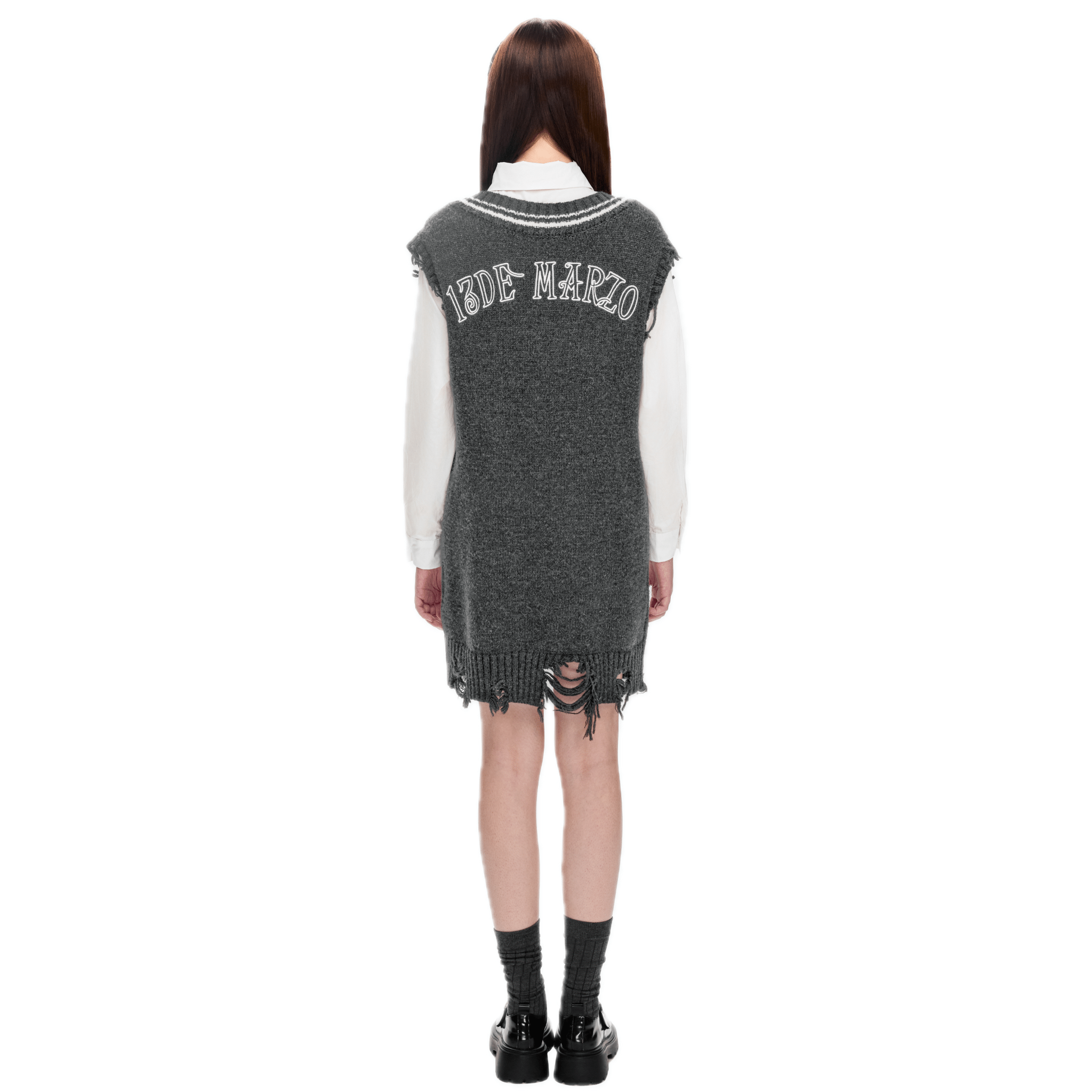 13DE MARZO Chain Knit Vest Dress in Black | MADAX