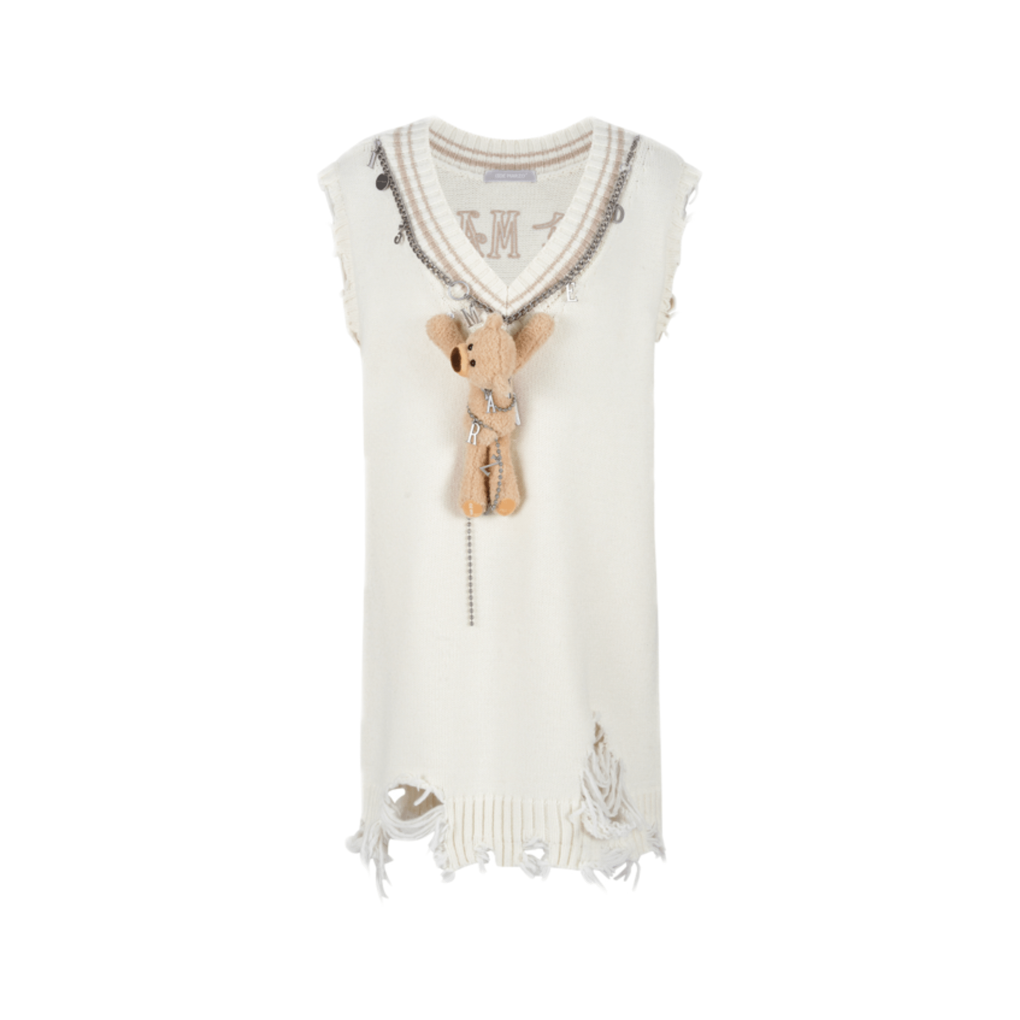 13DE MARZO Chain Knit Vest Dress in White 13DE MARZO Chain Knit Vest Dress in White