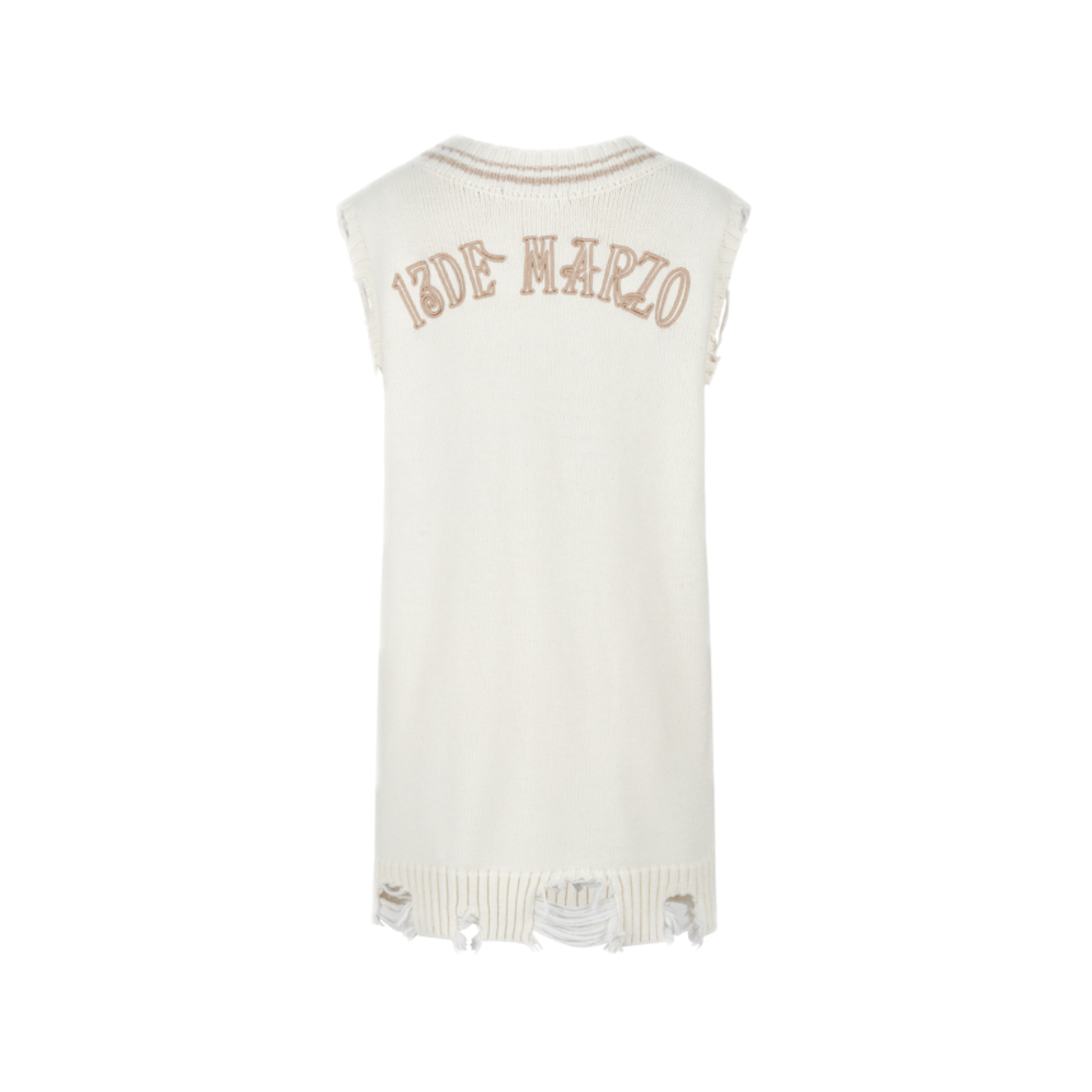 13DE MARZO Chain Knit Vest Dress in White | MADAX