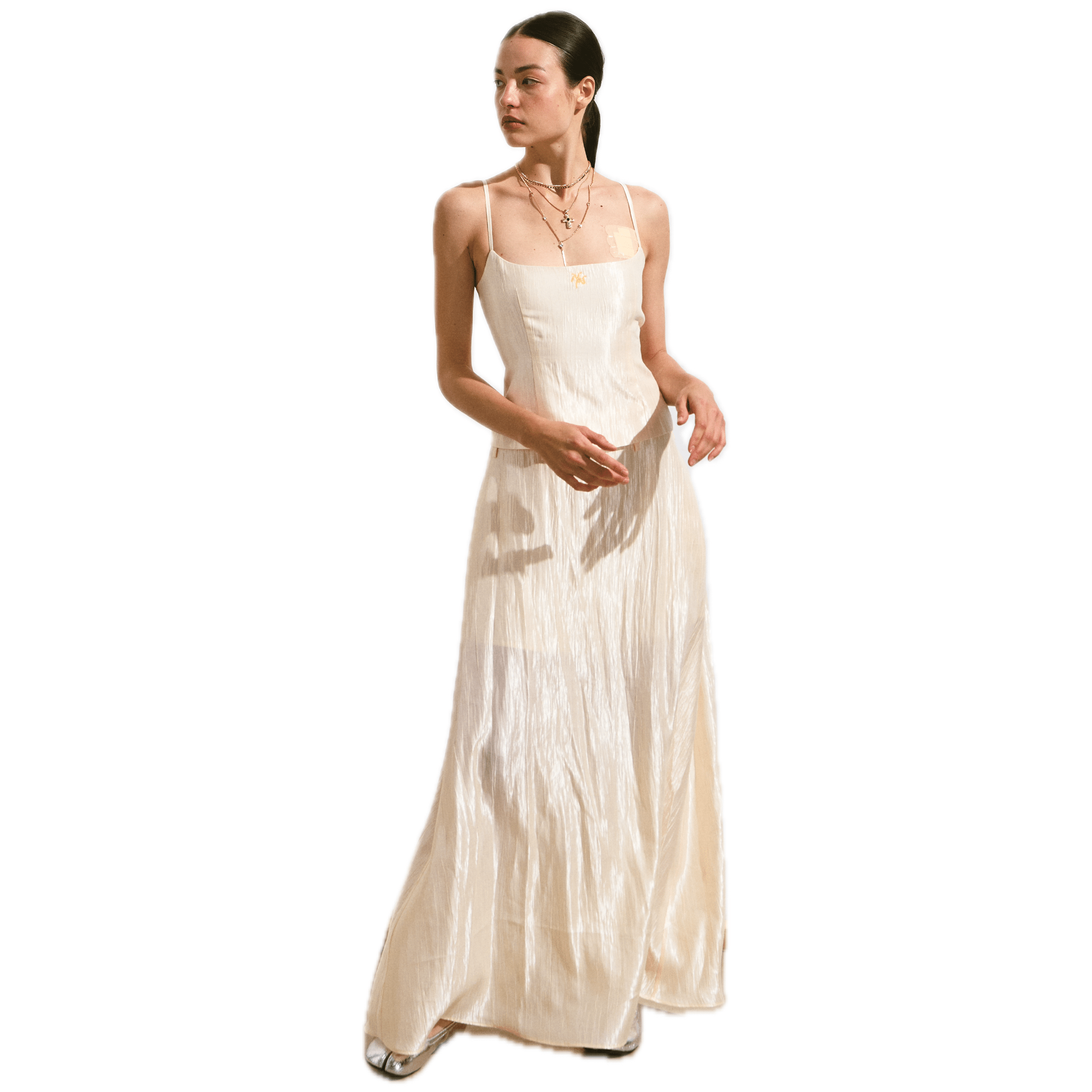 NAWS Champagne Holiday Dress Set in Soft Mist Yellow | MADAX