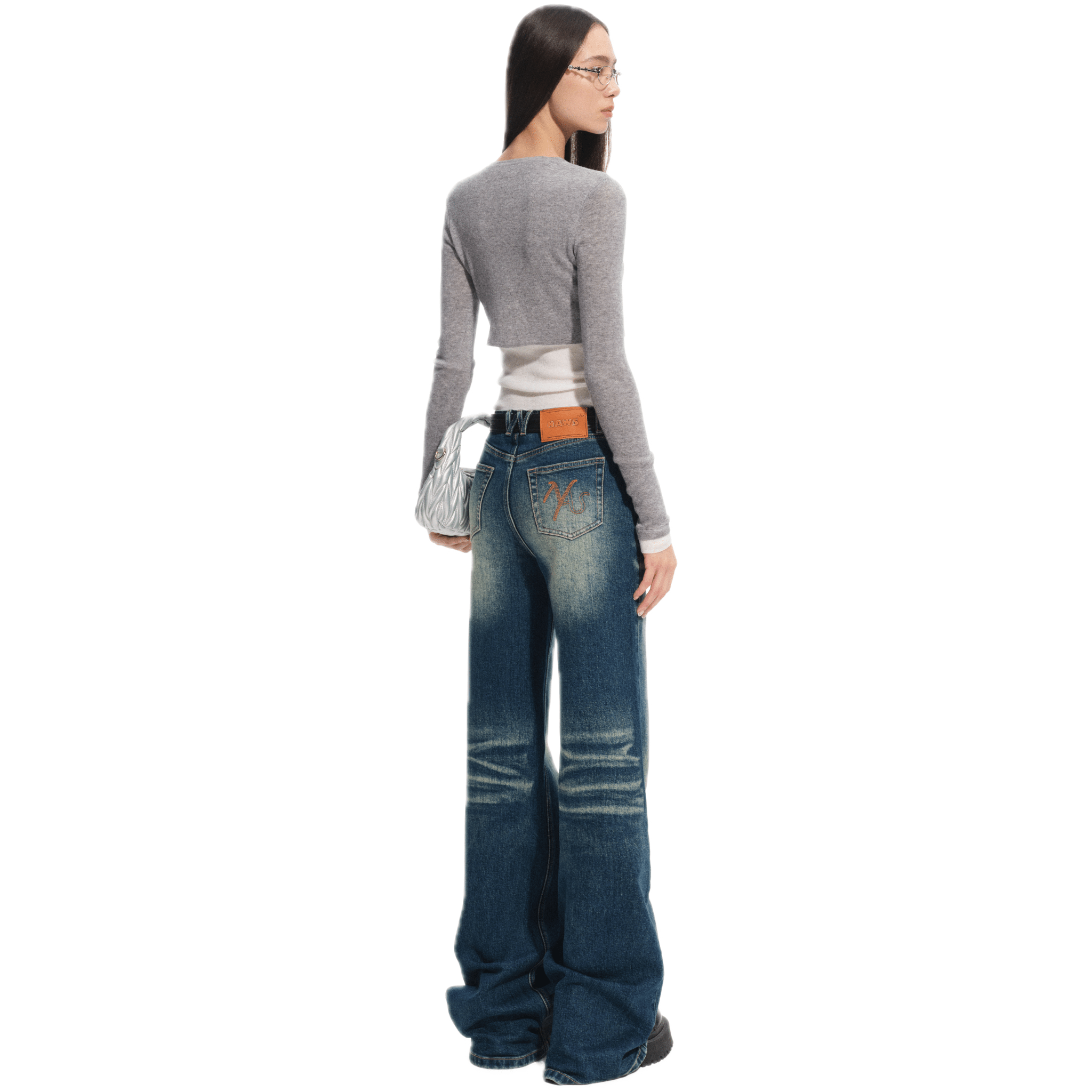 NAWS Champs Elysees Knit Sweater in White and Gray | MADAX