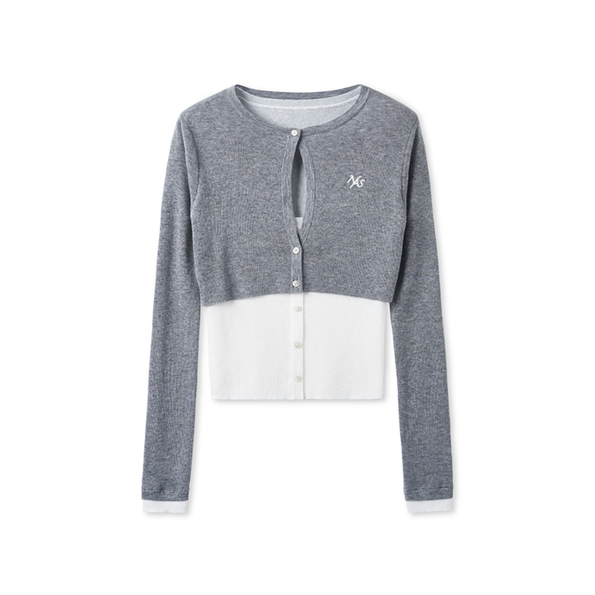 NAWS Champs Elysees Knit Sweater in White and Gray | MADAX