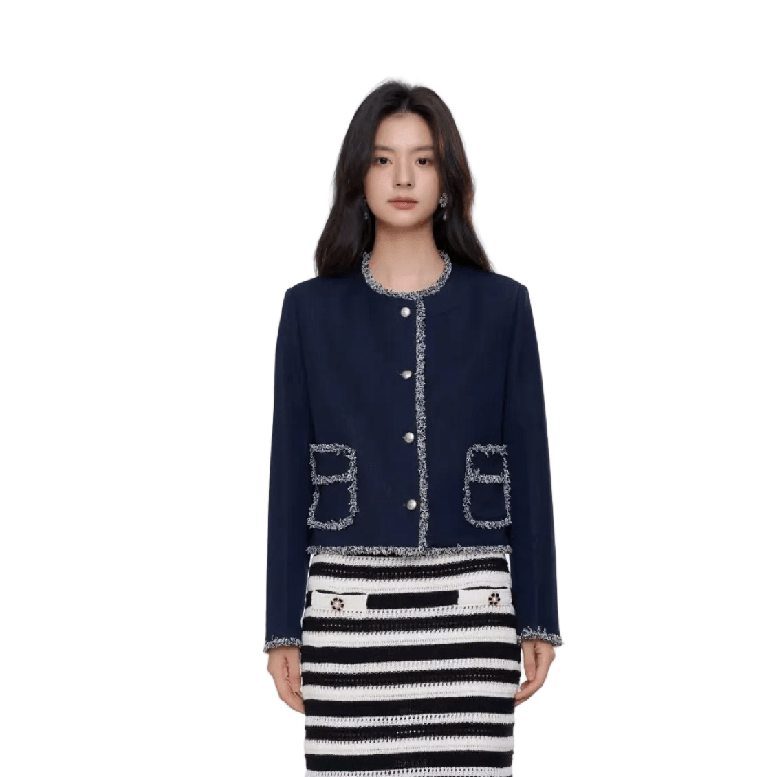 AIMME SPARROW Chanel - style Jacket In Navy Blue | MADAX