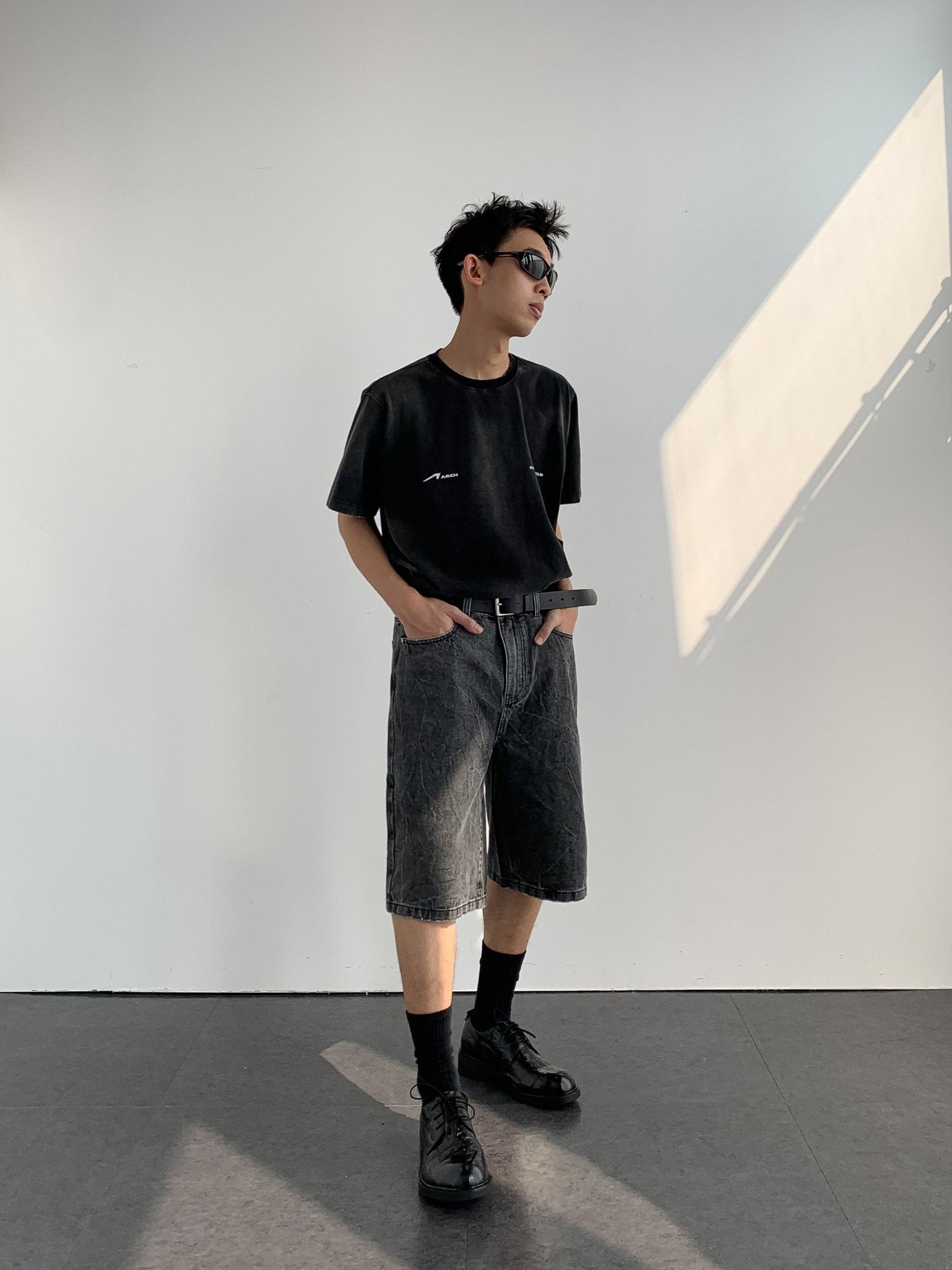 ARCH Charcoal Gray Aged Logo Short Sleeve T - Shirt | MADA IN CHINA