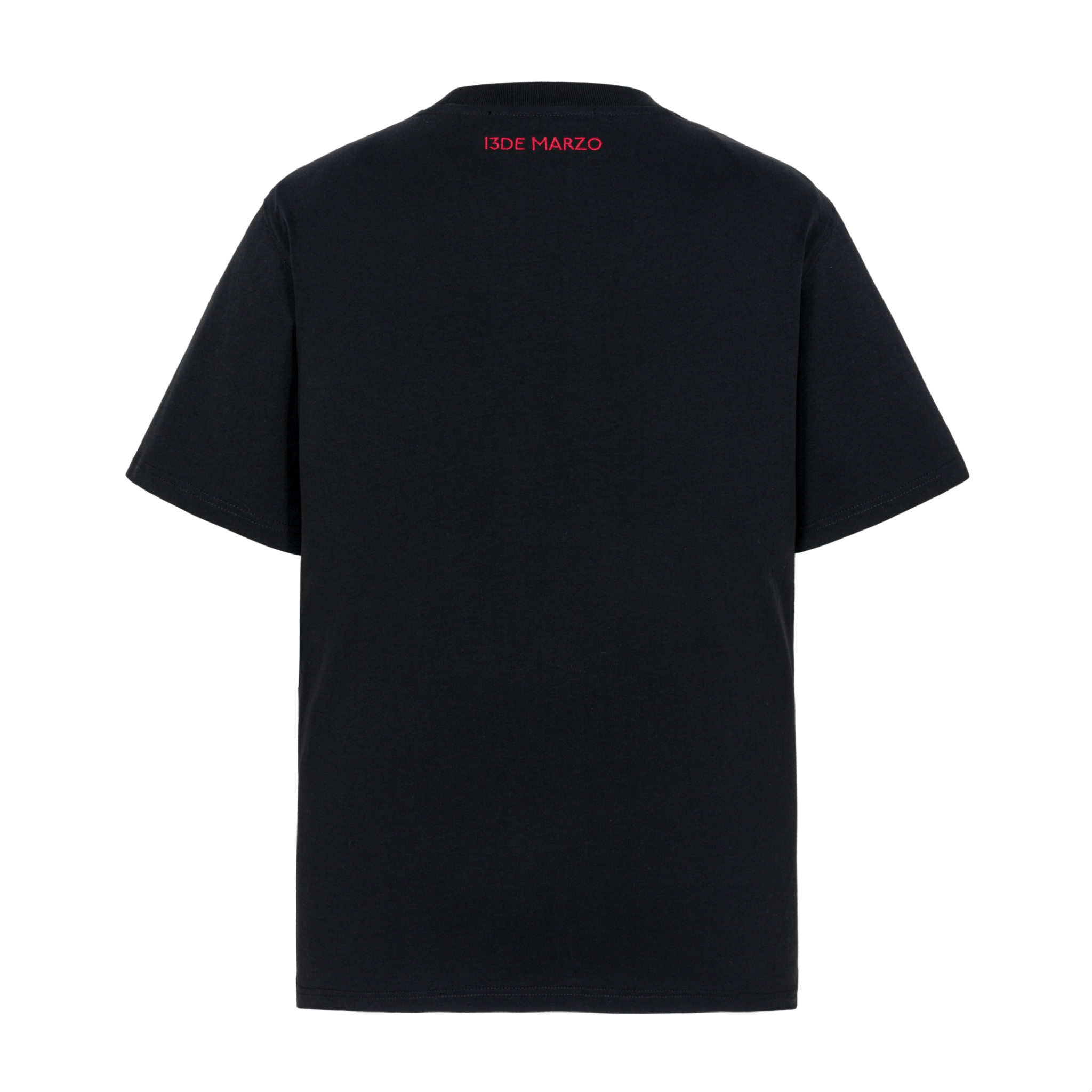 13DE MARZO Check Ribbon Logo Short Sleeve in Black | MADAX