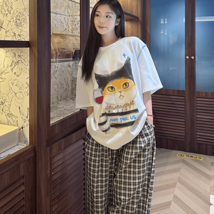 NOT FOR US Checked Lace - Up Trousers in Brown | MADAX