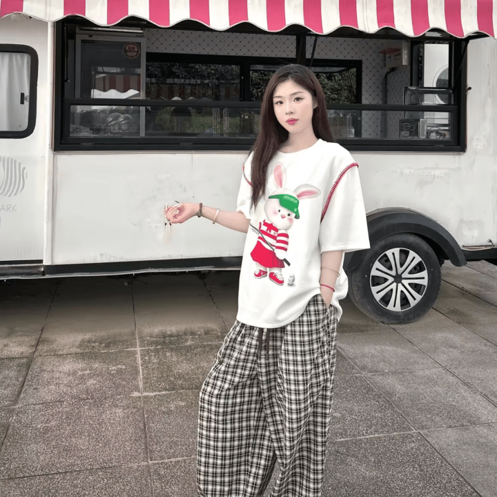 NOT FOR US Checked Lace - Up Trousers in Brown | MADAX