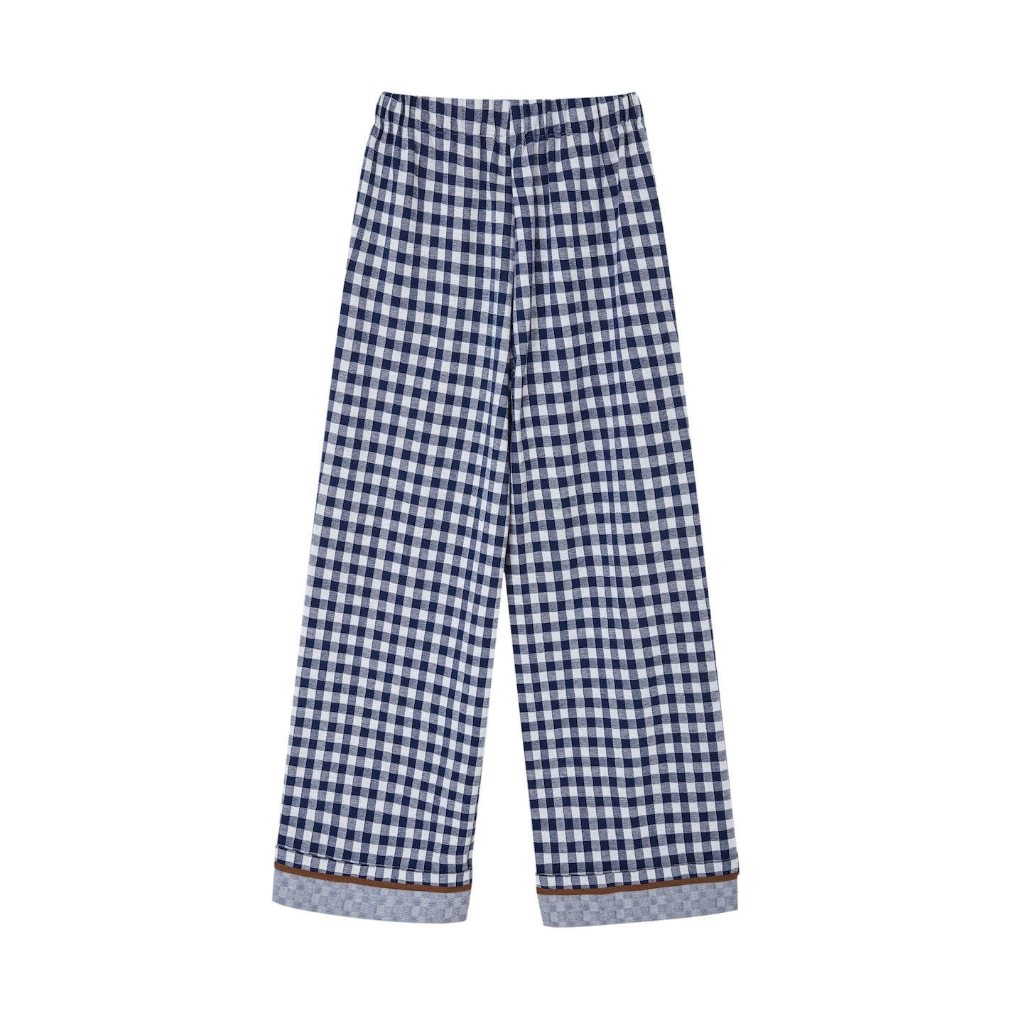 SOMESOWE Checkerboard Cuffed Wide - leg Trousers In Blue And White | MADAX