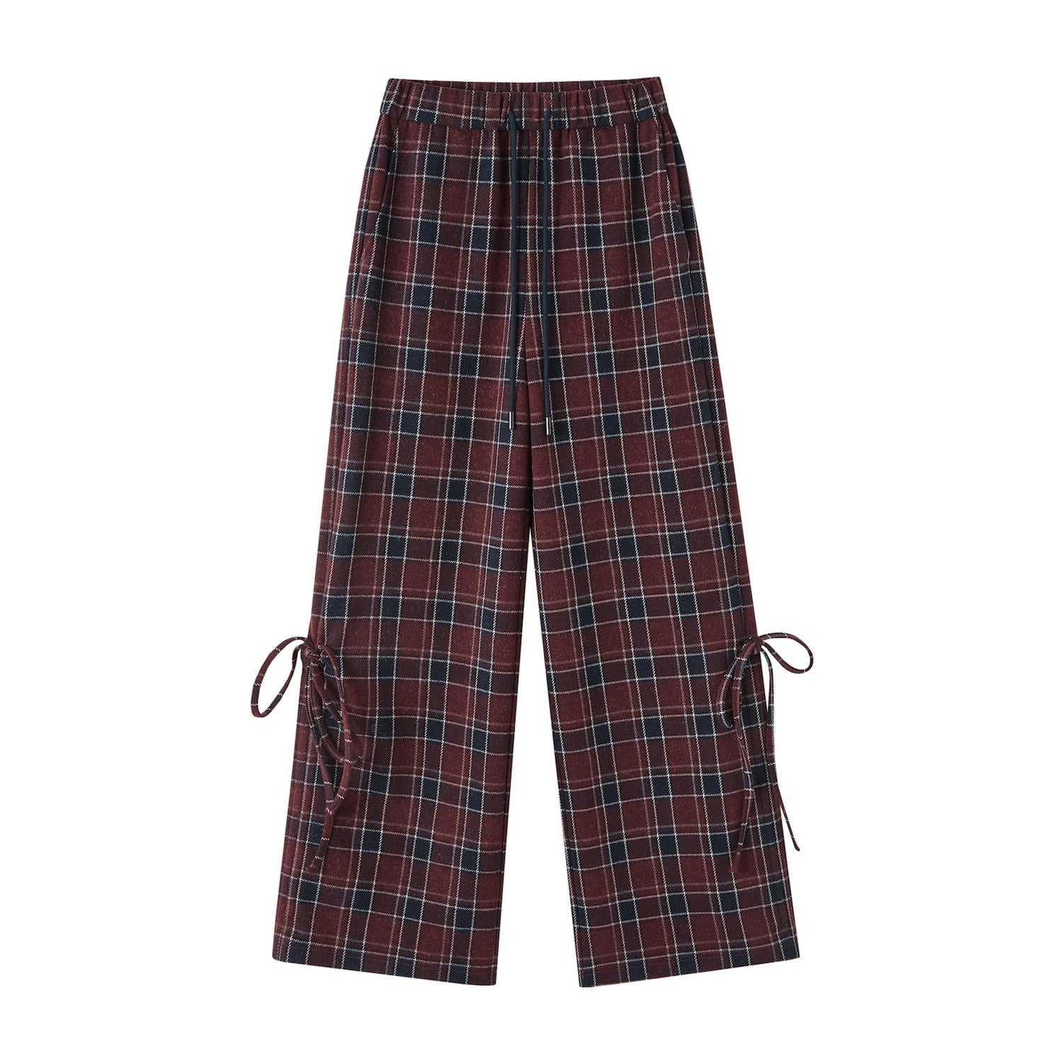 SOMESOWE Checkered Drawstring Bow Trousers | MADAX