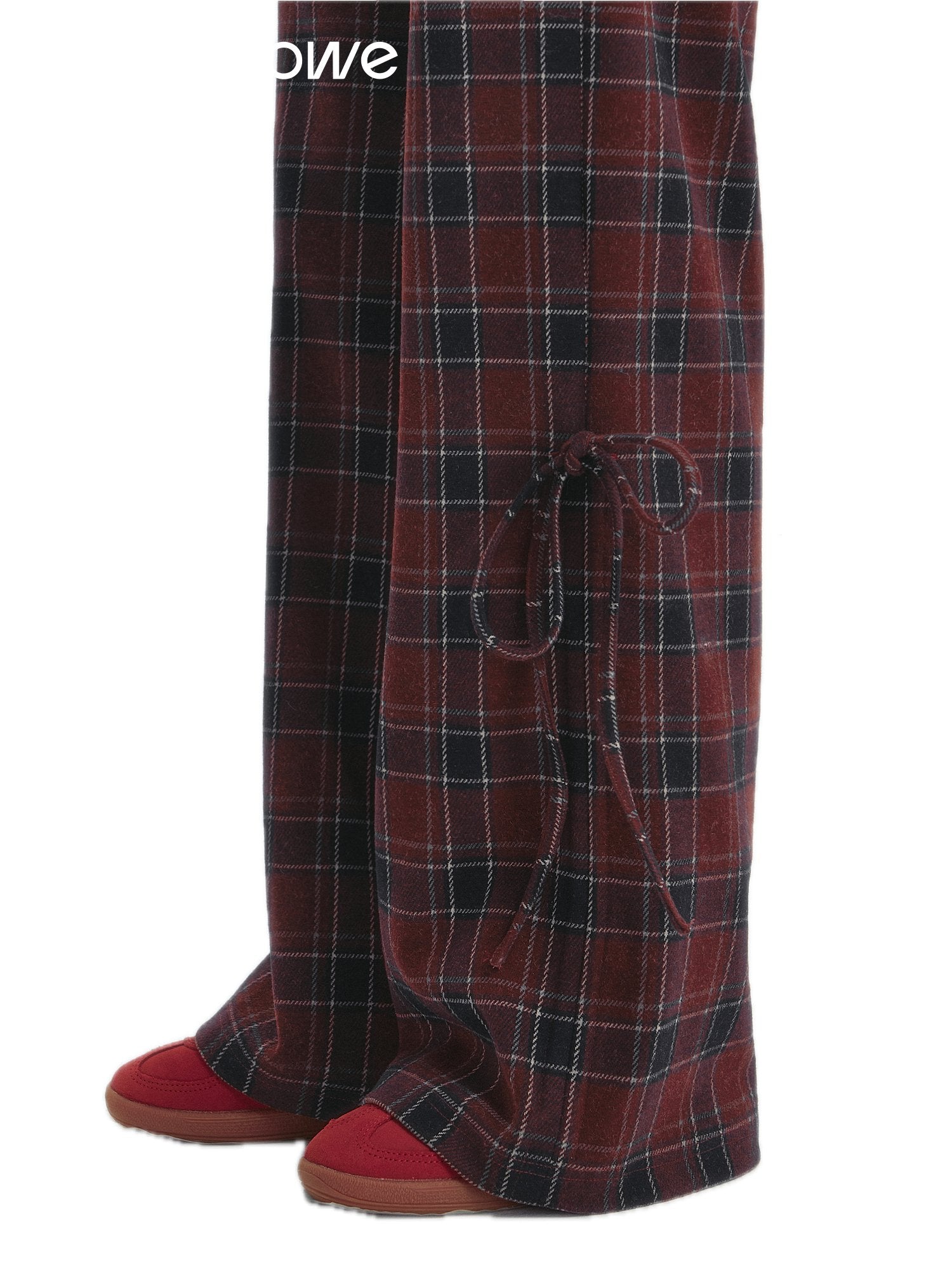 SOMESOWE Checkered Drawstring Bow Trousers | MADAX