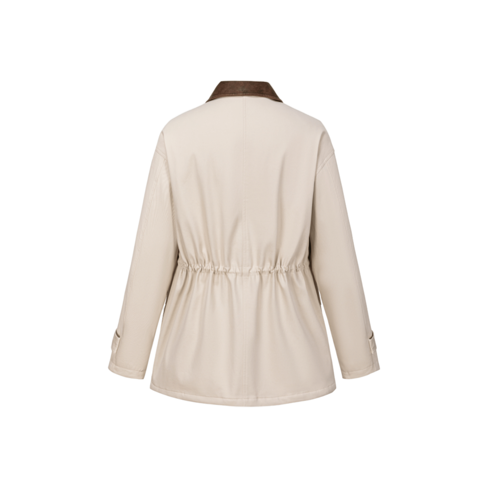 13DE MARZO Checkered Mid - length Parka in Off - white | MADAX