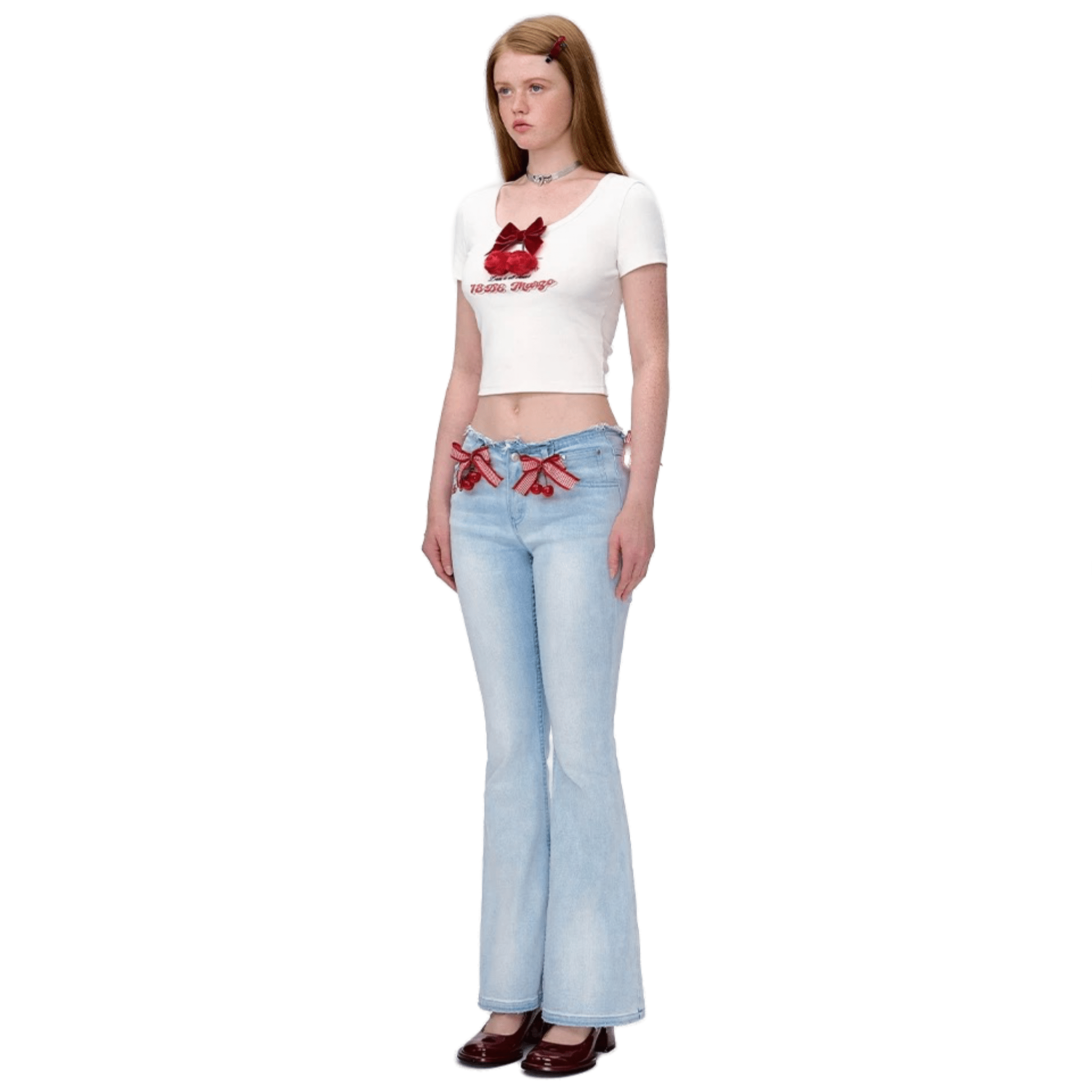 13DE MARZO Cherry Bear Short Sleeves in White | MADAX