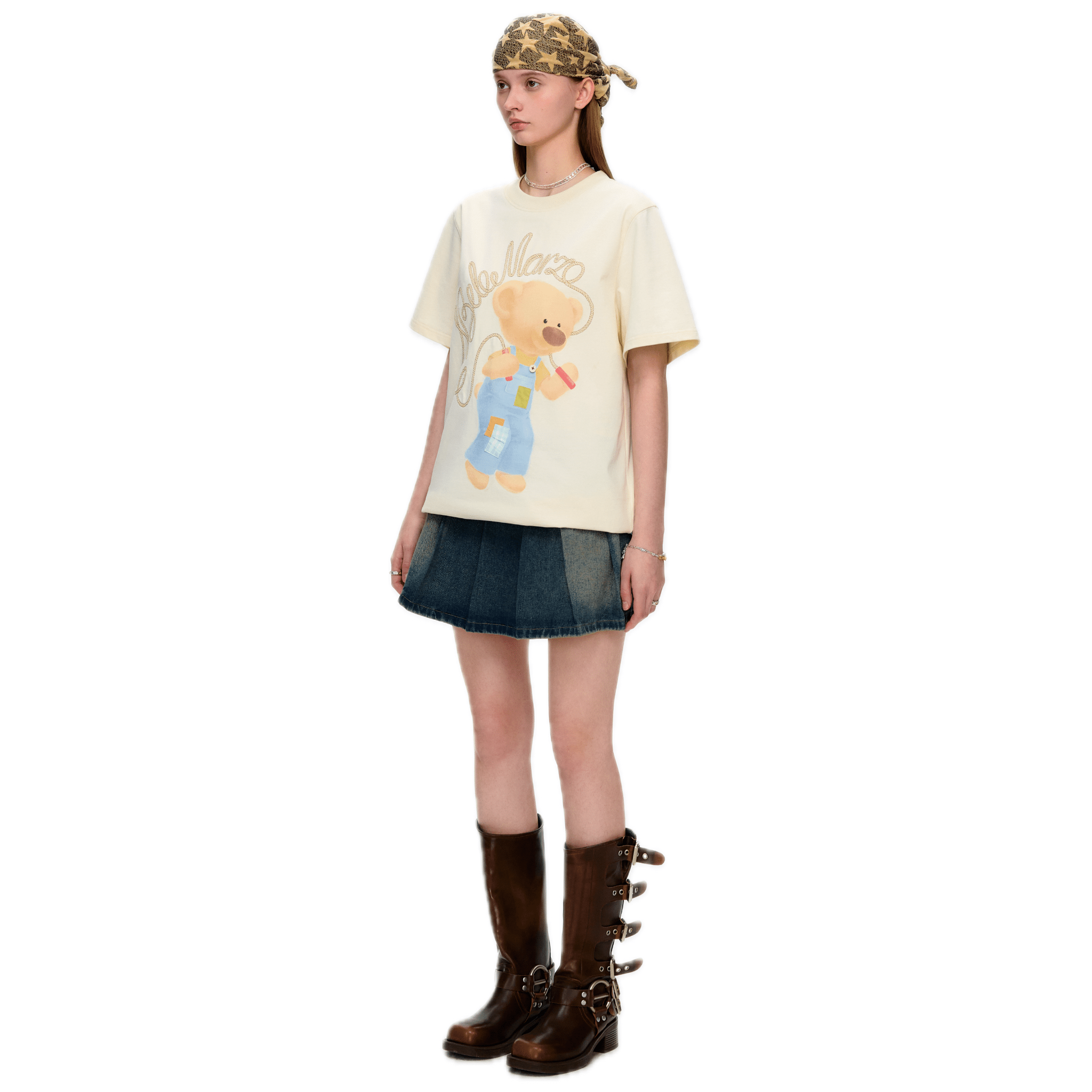 13DE MARZO Childhood Series Skipping Bear Short Sleeve in Beige | MADAX