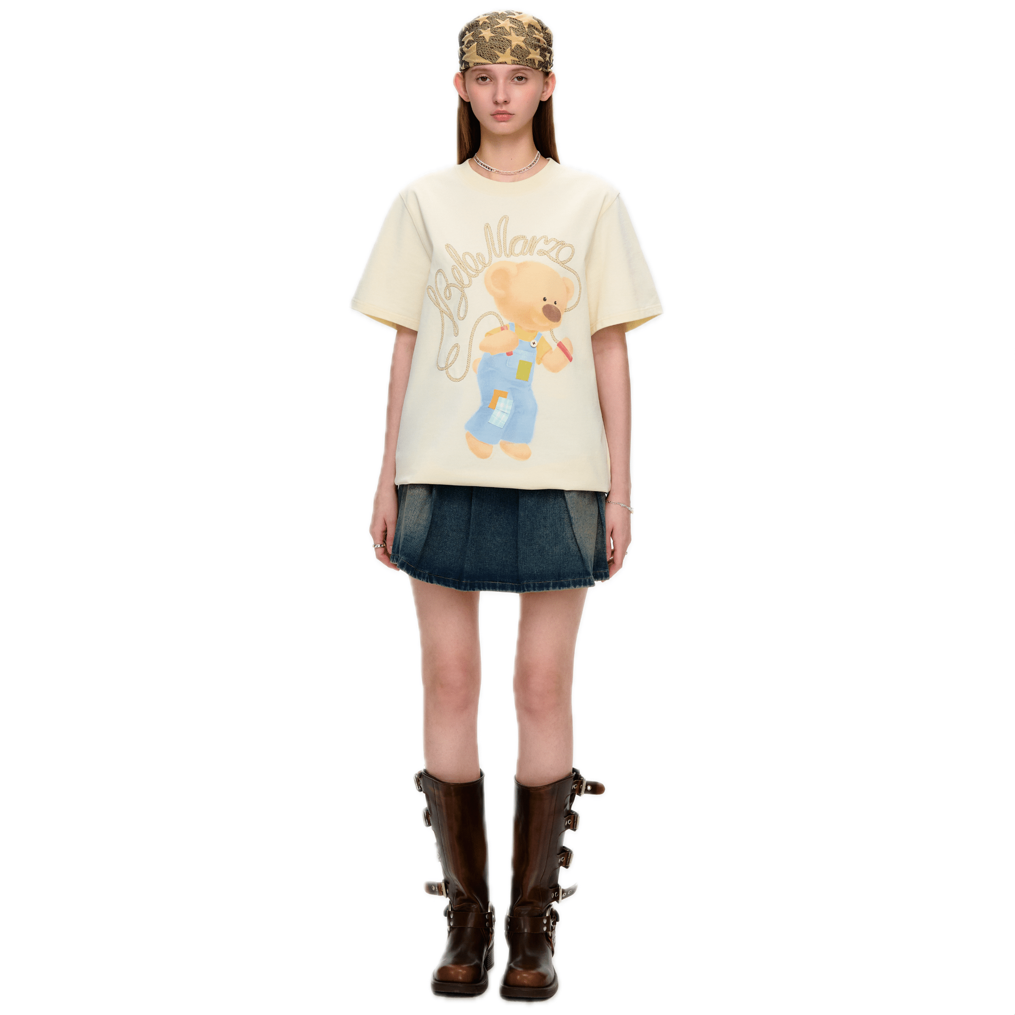 13DE MARZO Childhood Series Skipping Bear Short Sleeve in Beige | MADAX