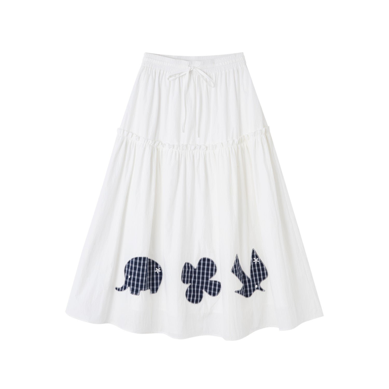SOMESOWE Childish Plaid Long Skirt In White | MADAX