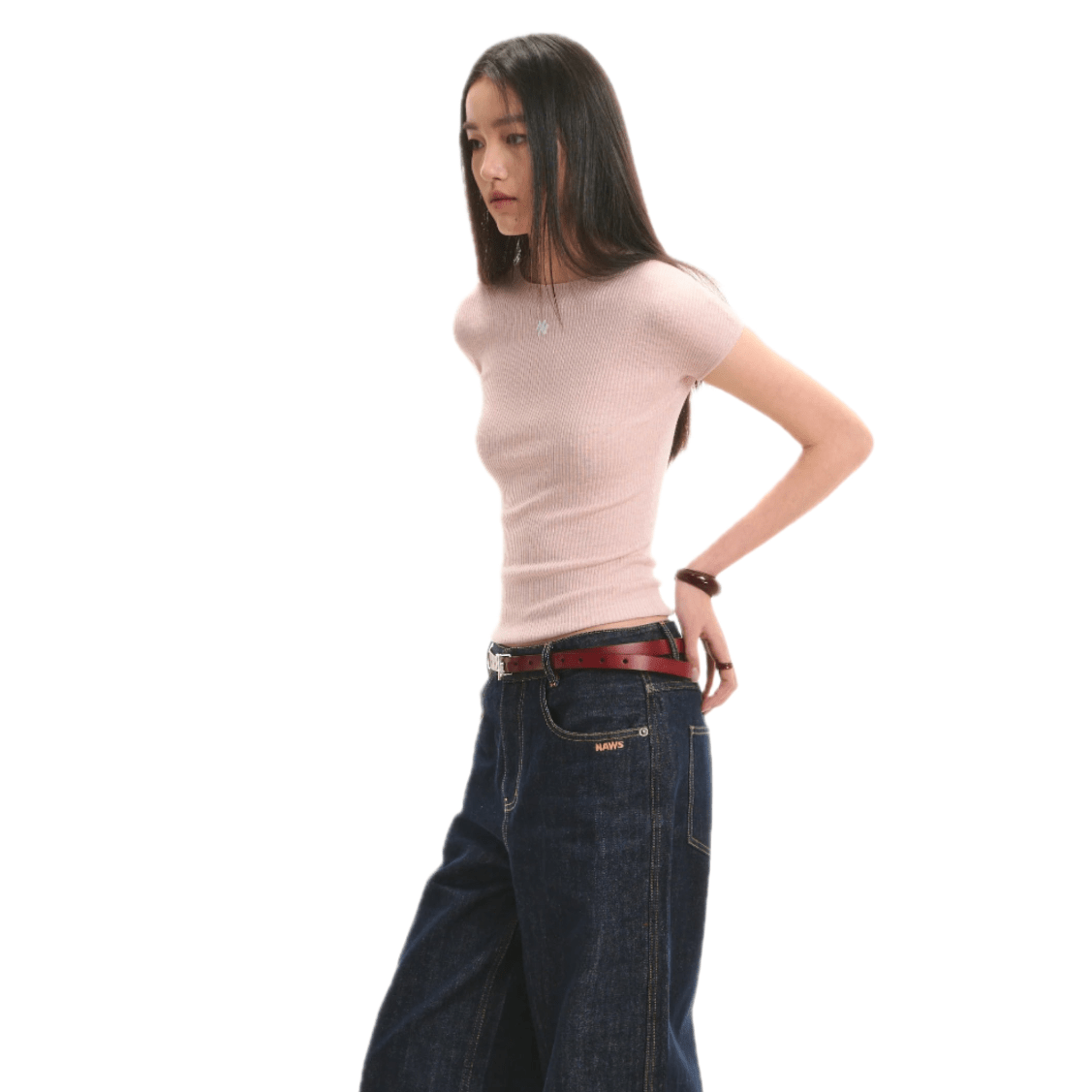 NAWS Classic Seamless Knit Tee in Sakura Pink | MADAX