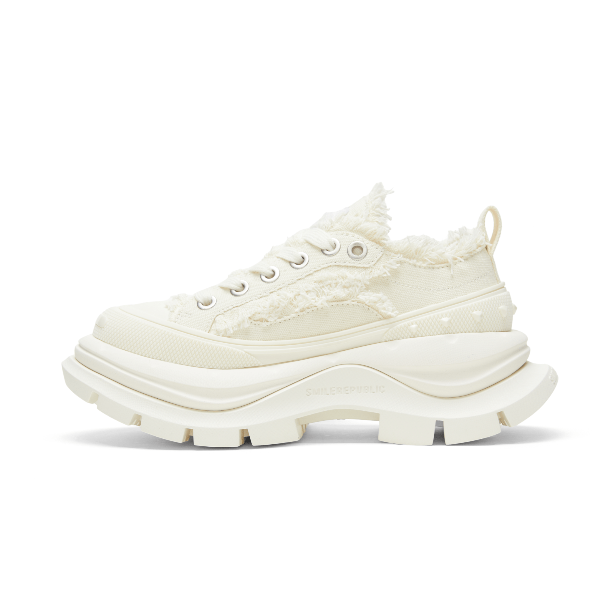 SMILEREPUBLIC Classic White Low - top Open - top Thick - soled Canvas Shoes 2.0 | MADAX