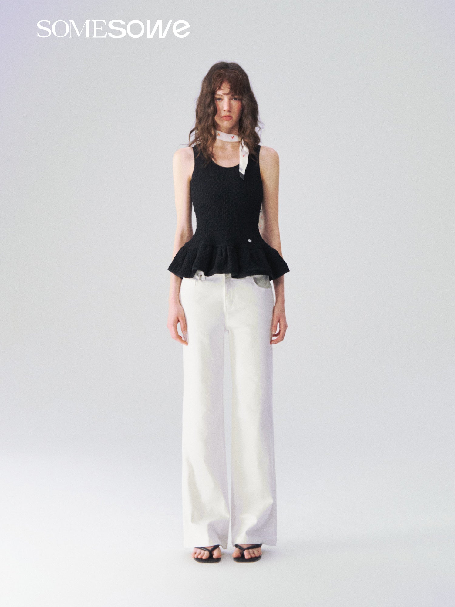 SOMESOWE Cloud Elastic Straight Leg Jeans In White | MADAX