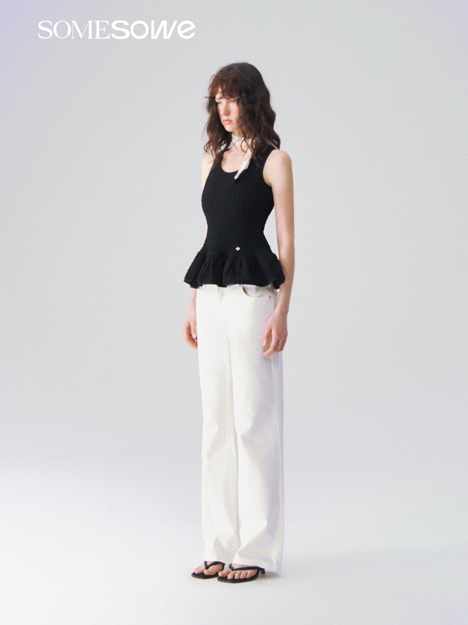 SOMESOWE Cloud Elastic Straight Leg Jeans In White | MADAX