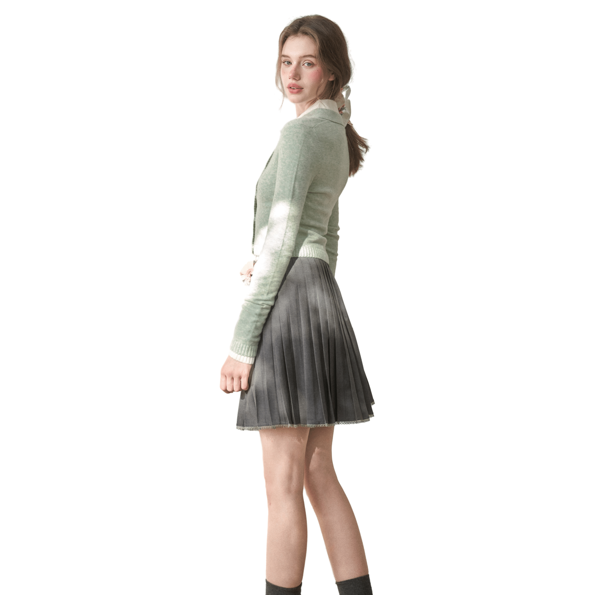 Group of Universe "Clouds on Fabric" Cardigan in Green | MADAX