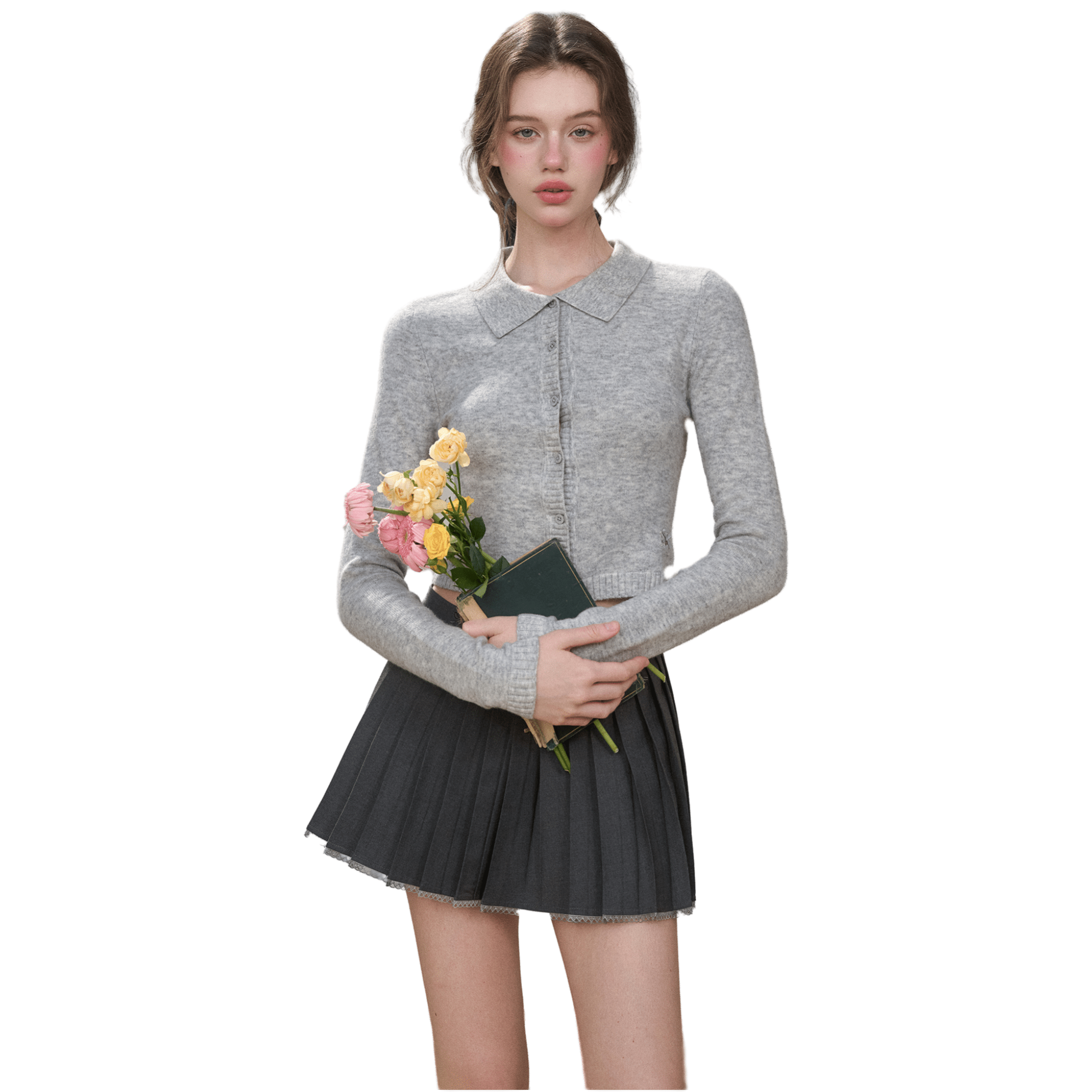 Group of Universe "Clouds on Fabric" Cardigan in Light Grey | MADAX