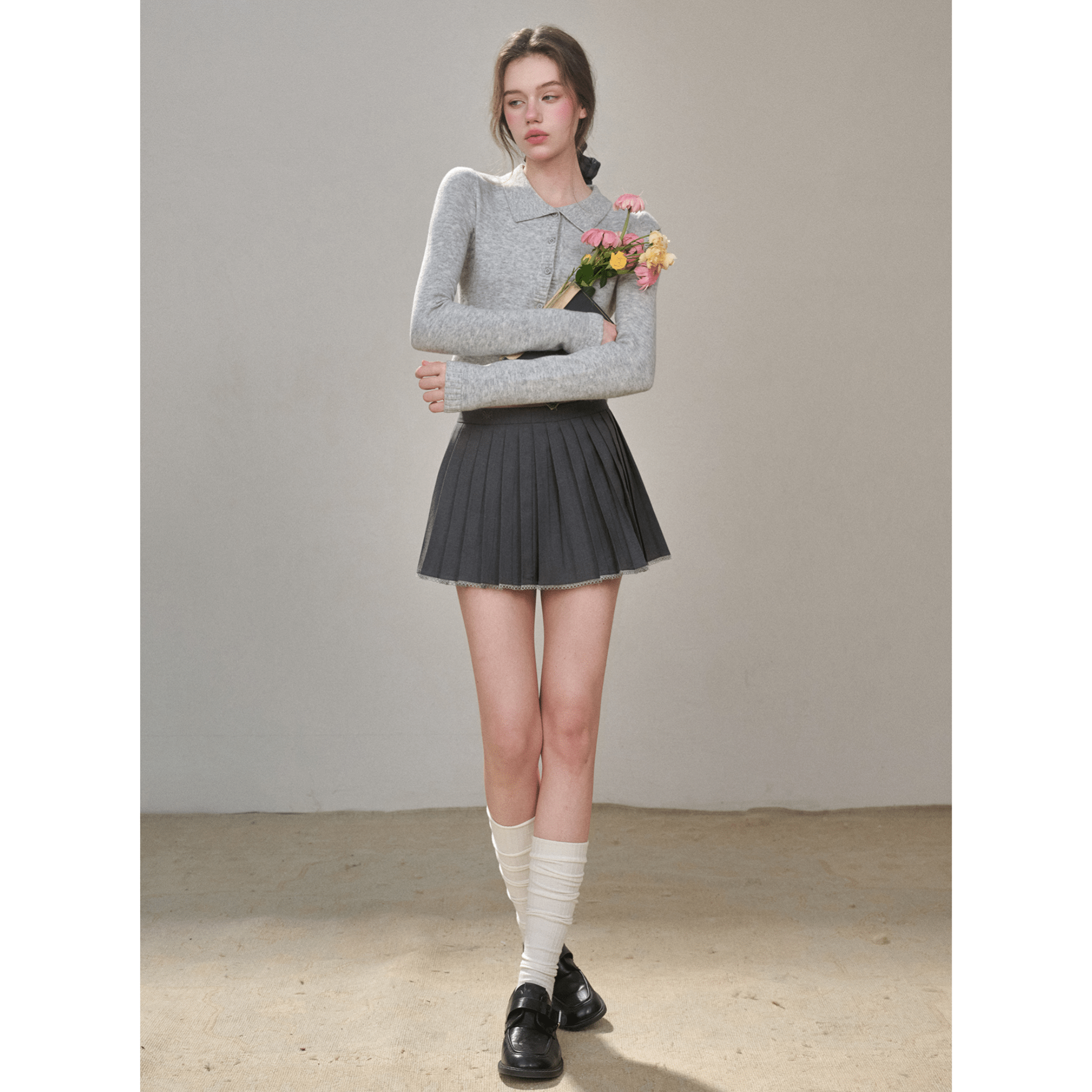 Group of Universe "Clouds on Fabric" Cardigan in Light Grey | MADAX