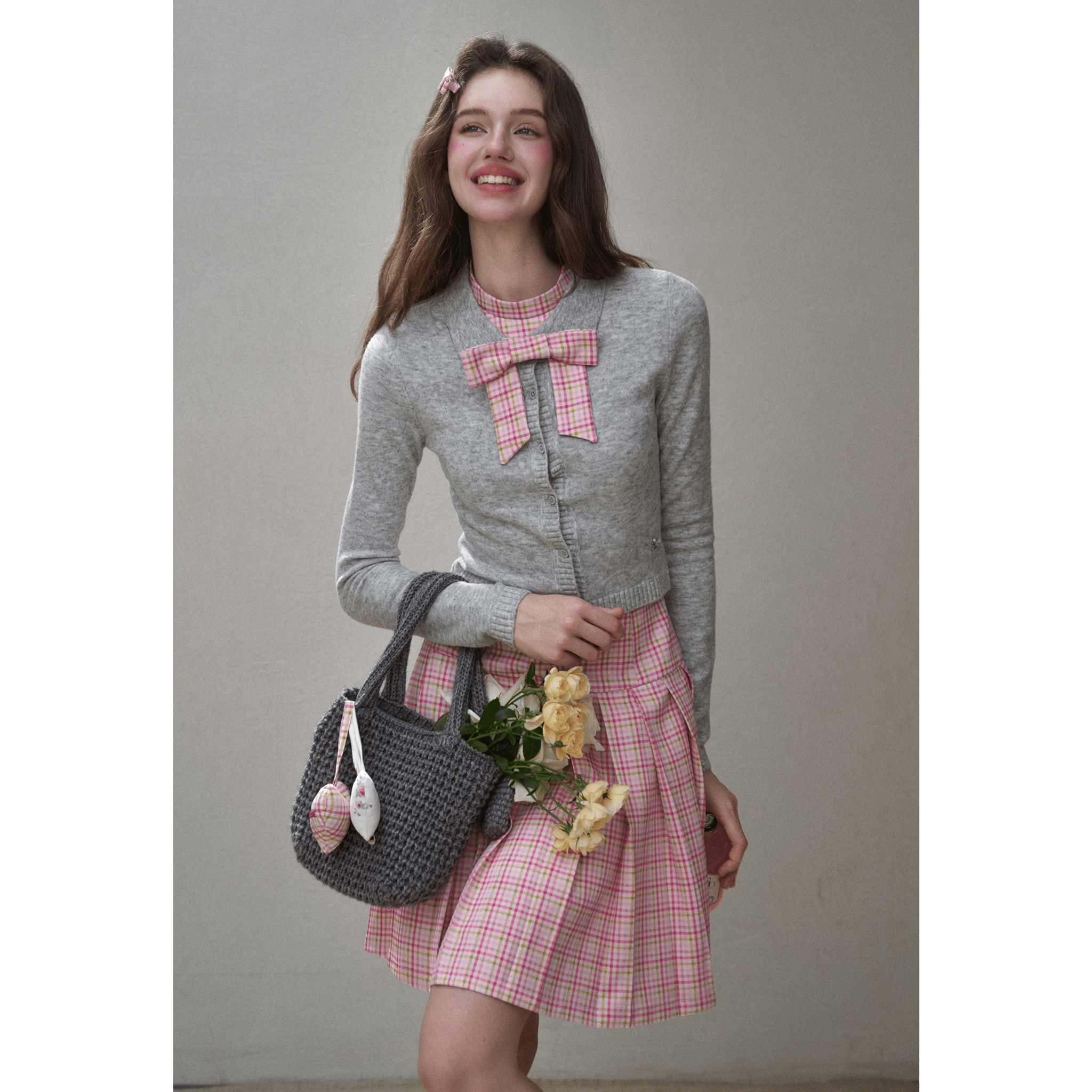 Group of Universe "Clouds on Fabric" Cardigan in Light Grey | MADAX