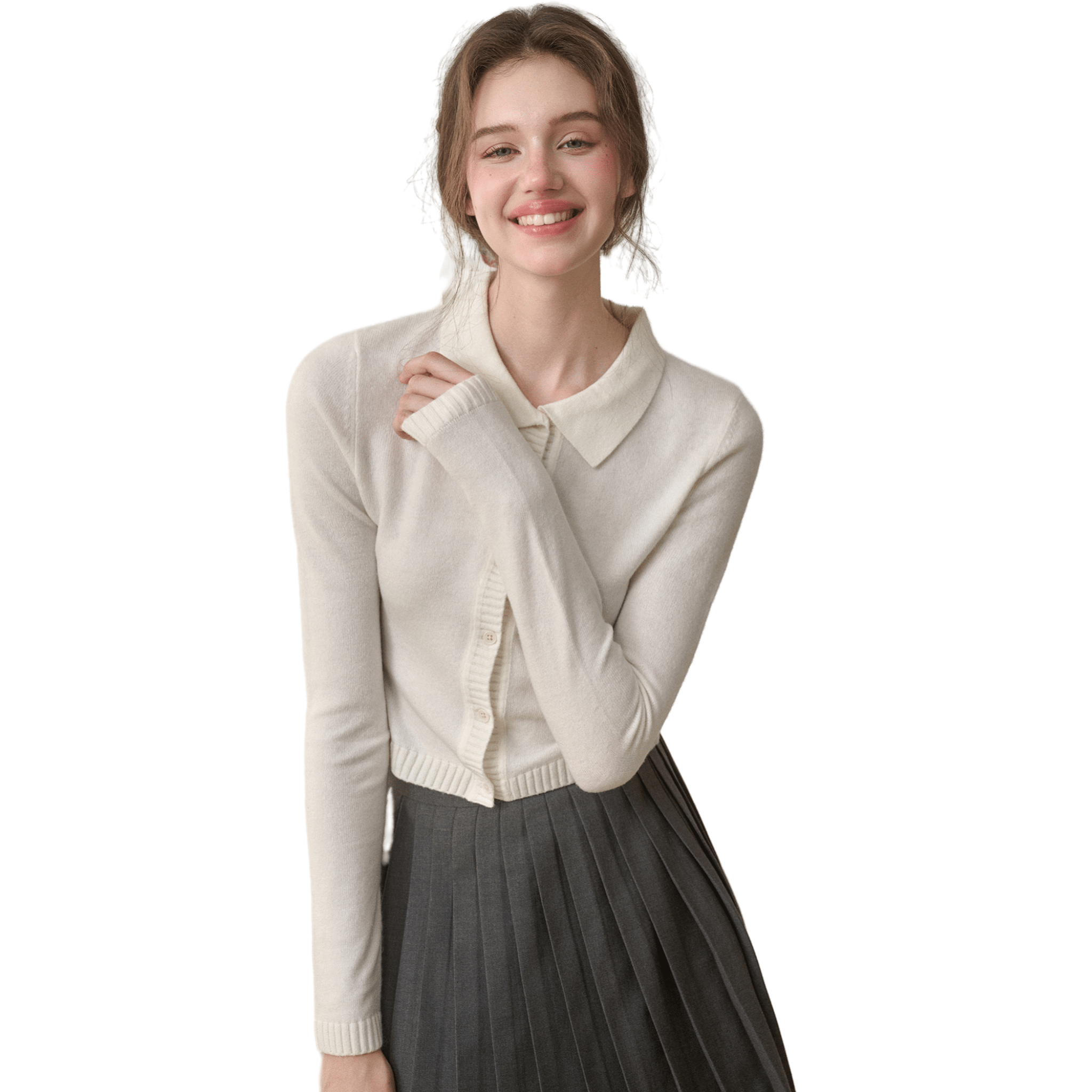 Group of Universe "Clouds on Fabric" Cardigan in Off - white | MADAX