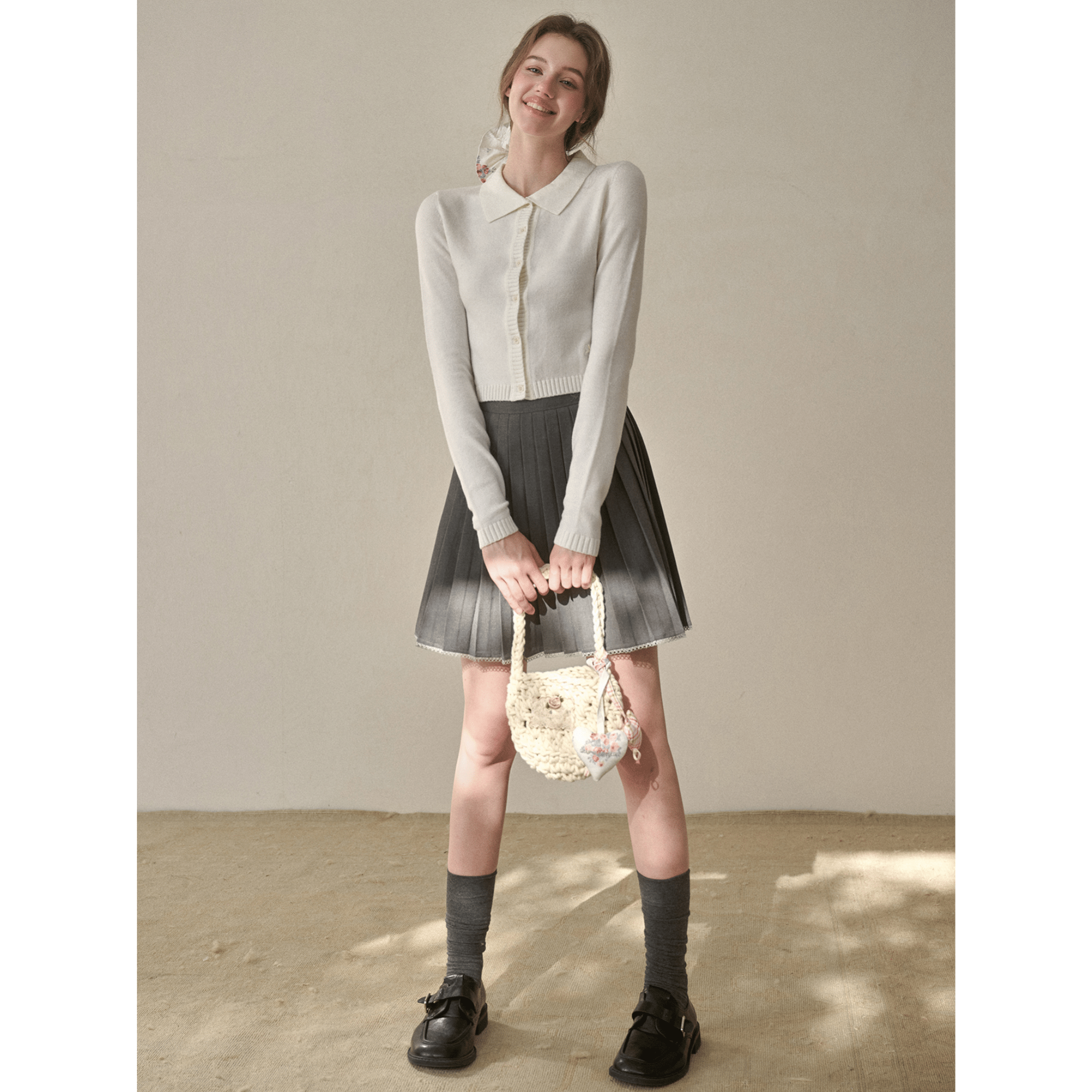 Group of Universe "Clouds on Fabric" Cardigan in Off - white | MADAX