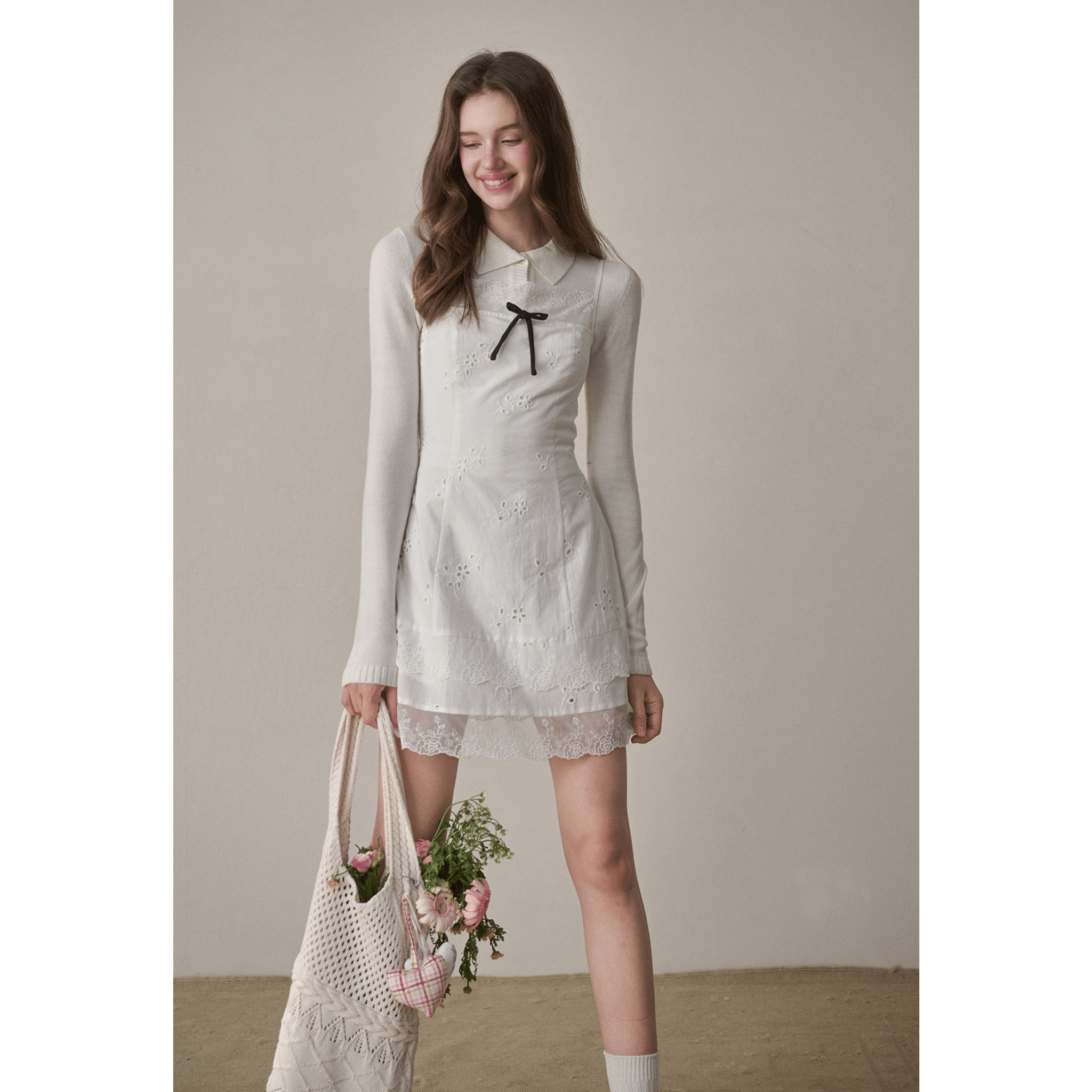 Group of Universe "Clouds on Fabric" Cardigan in Off - white | MADAX