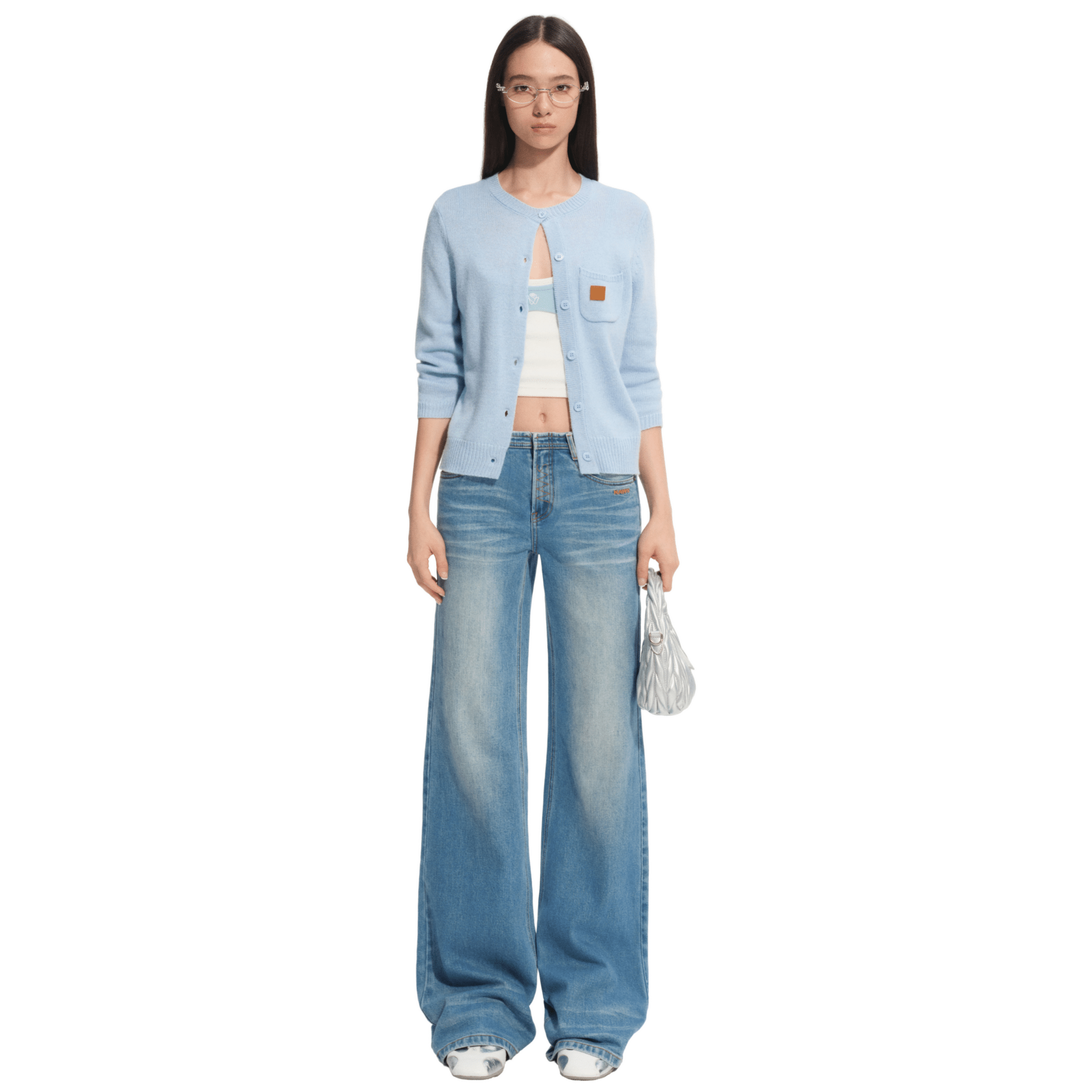 NAWS Cloudwrap Mid - Sleeve Knit Cardigan in Blue | MADAX