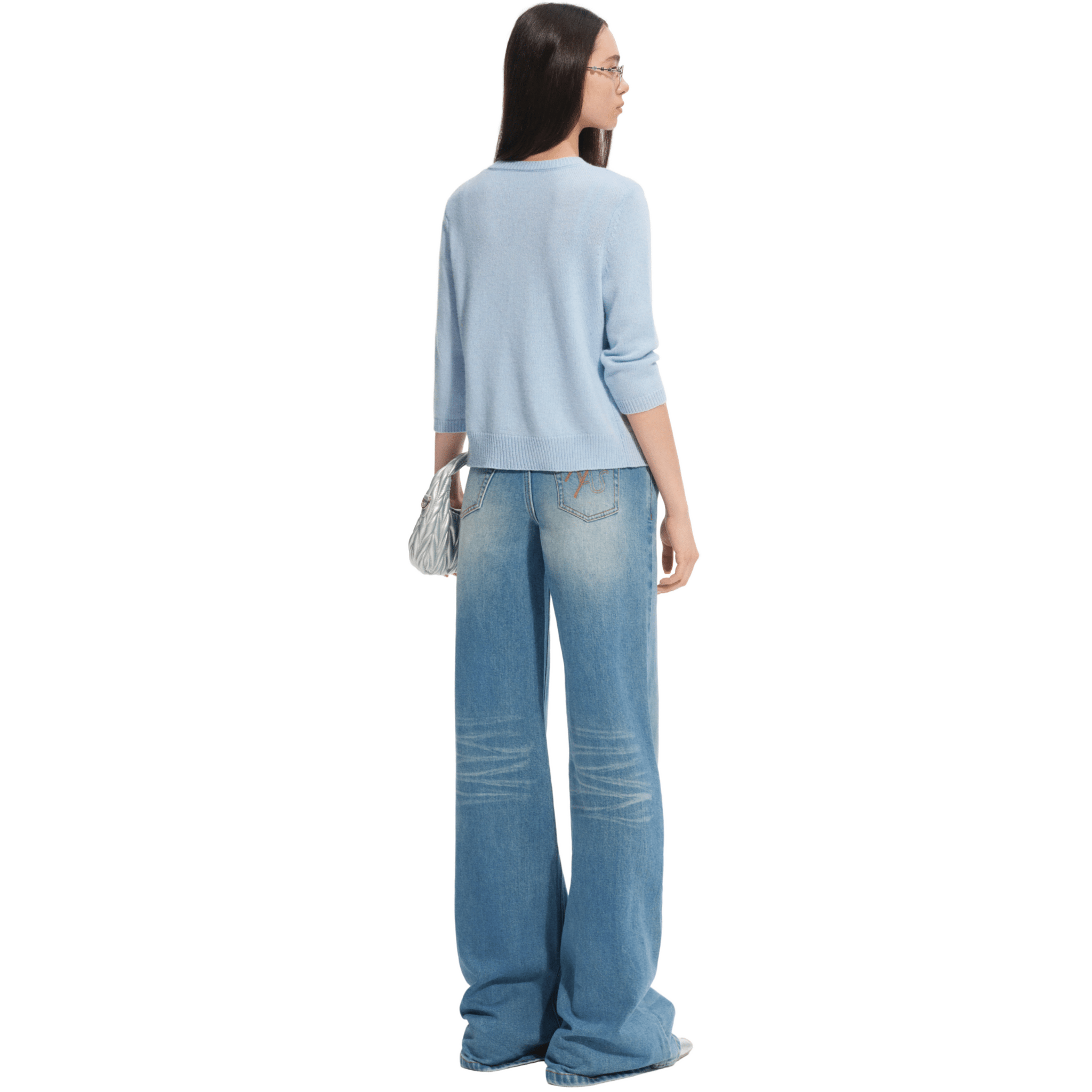 NAWS Cloudwrap Mid - Sleeve Knit Cardigan in Blue | MADAX