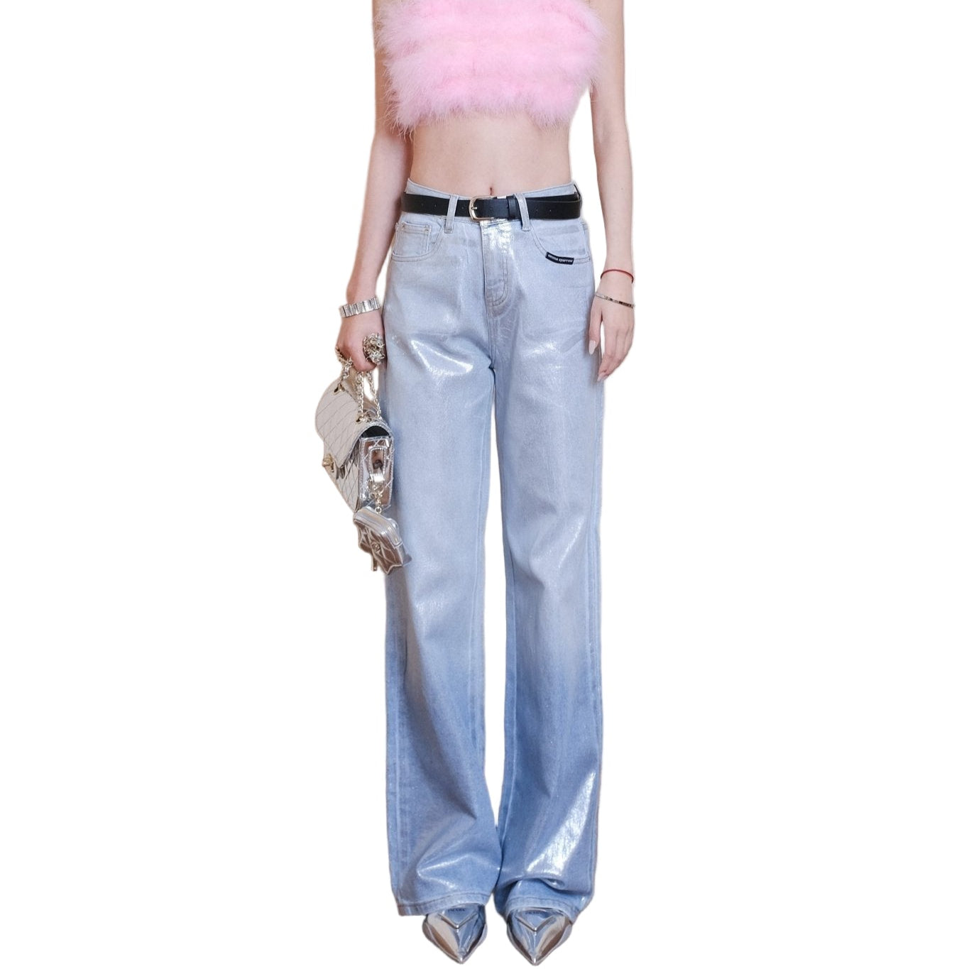 AIMME SPARROW Coated Light Jeans In Blue | MADAX