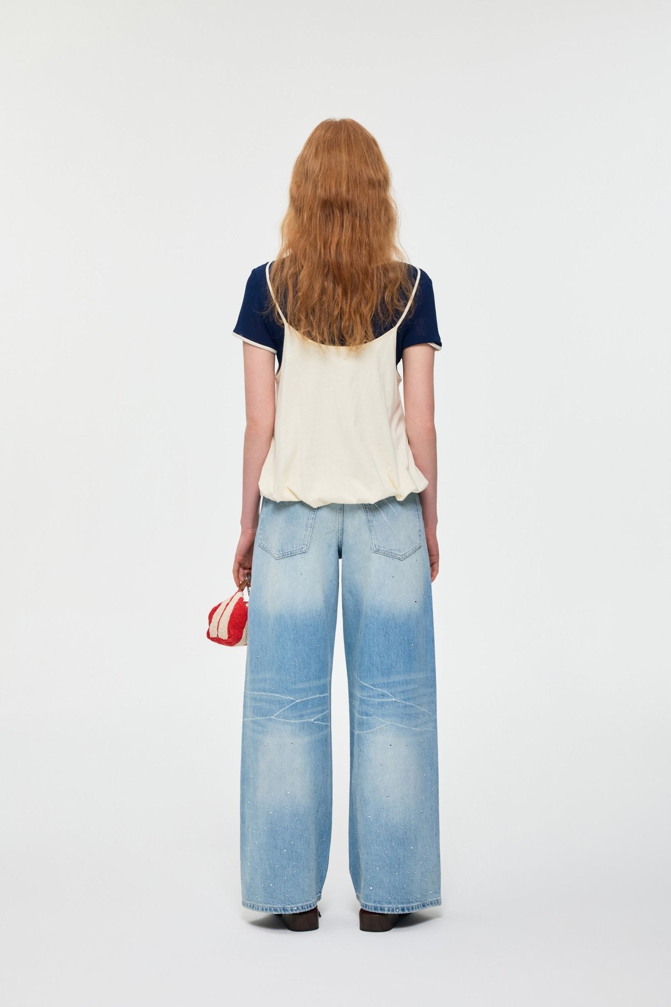 Alexia Sandra Color Blocked Trim Layered Short - Sleeve Top In Navy/White | MADAX