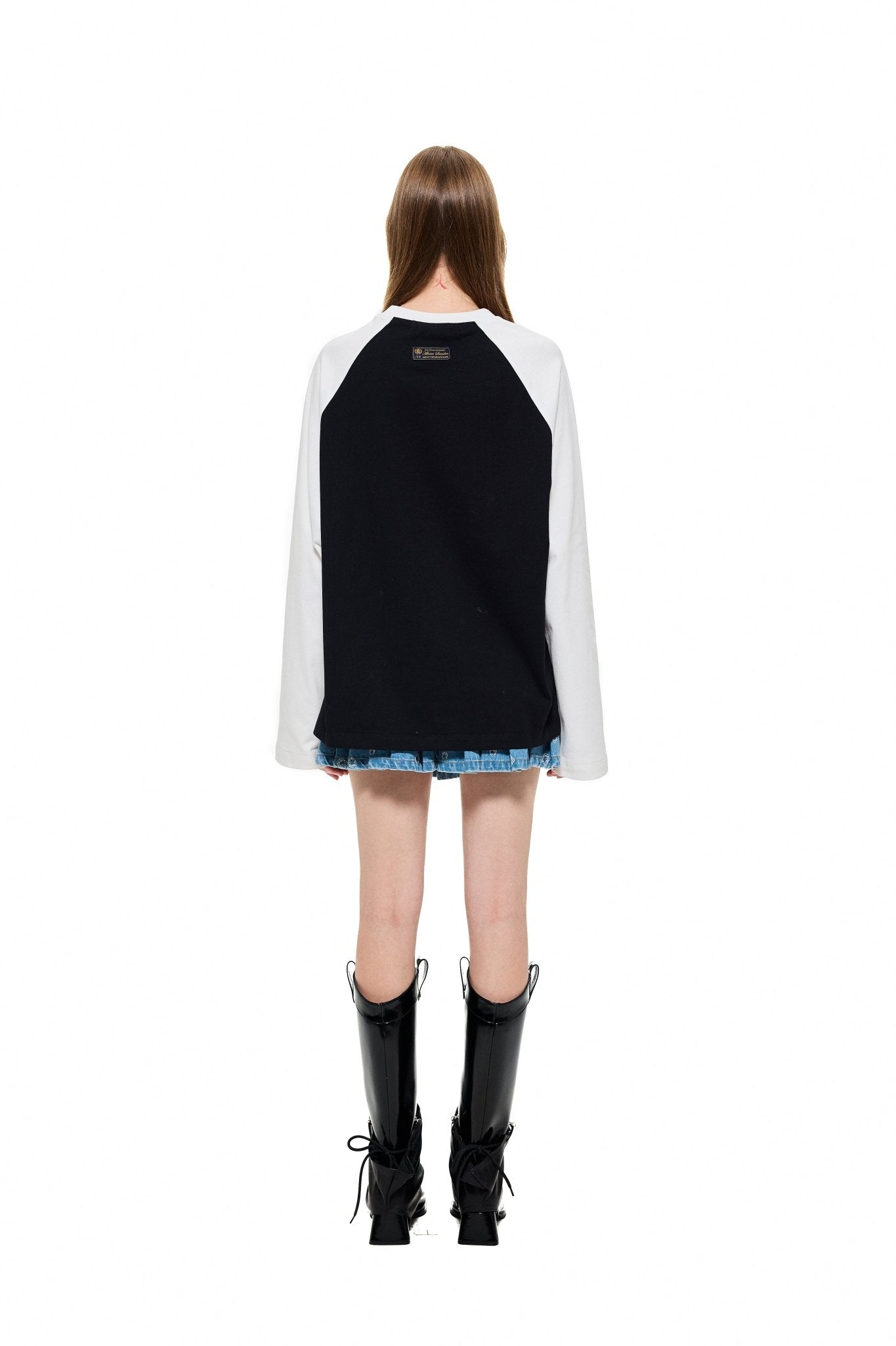 ALEXIA SANDRA Colorblock Classic Trojan Rabbit Long Sleeve T - Shirt in Black | MADA IN CHINA