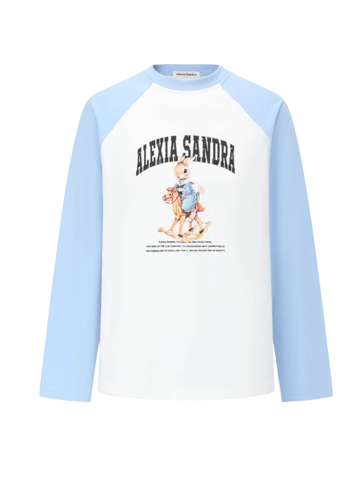 ALEXIA SANDRA Colorblock Classic Trojan Rabbit Long Sleeve T - Shirt in White | MADA IN CHINA