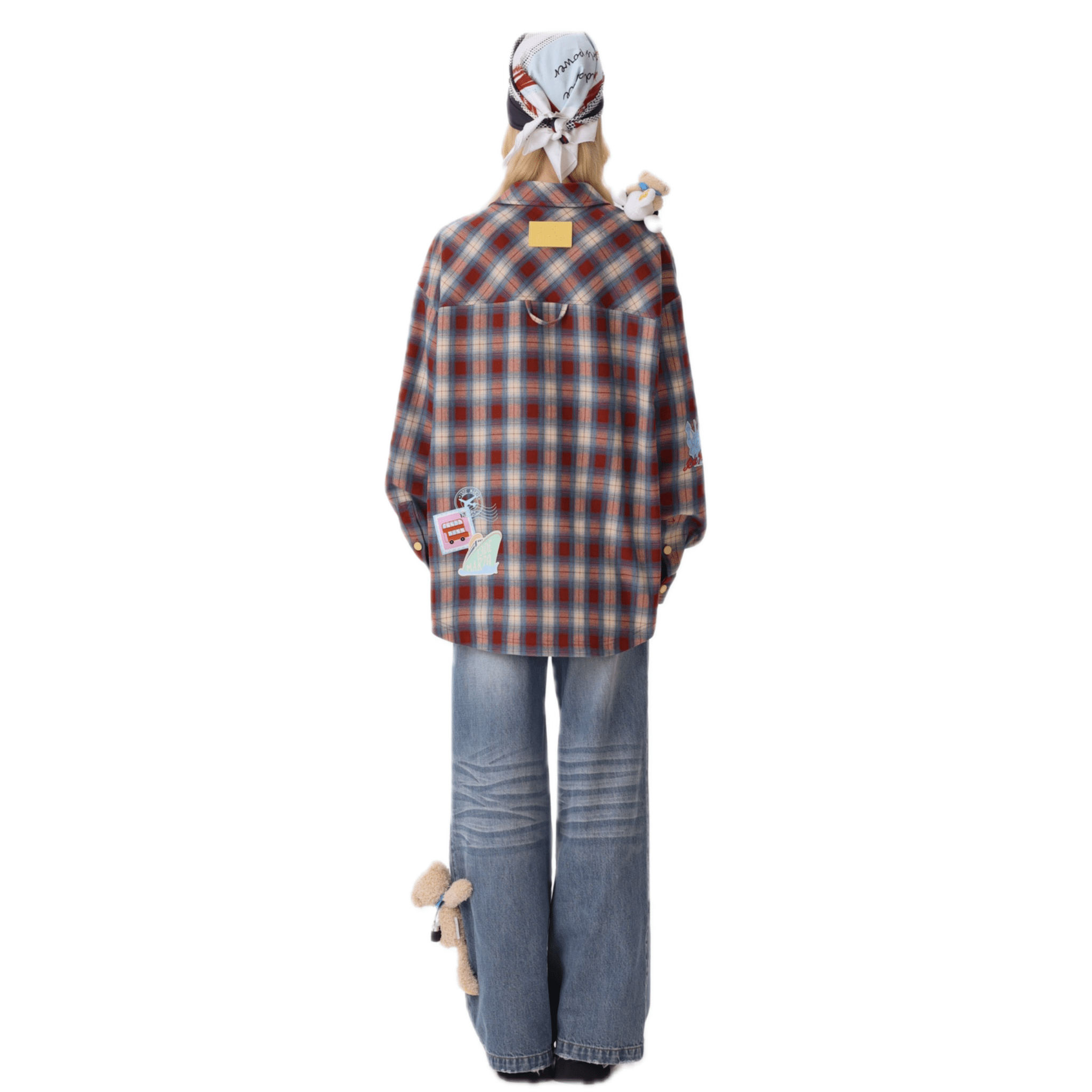 13DE MARZO Colored Woven Logo Check Shirt in Red | MADAX