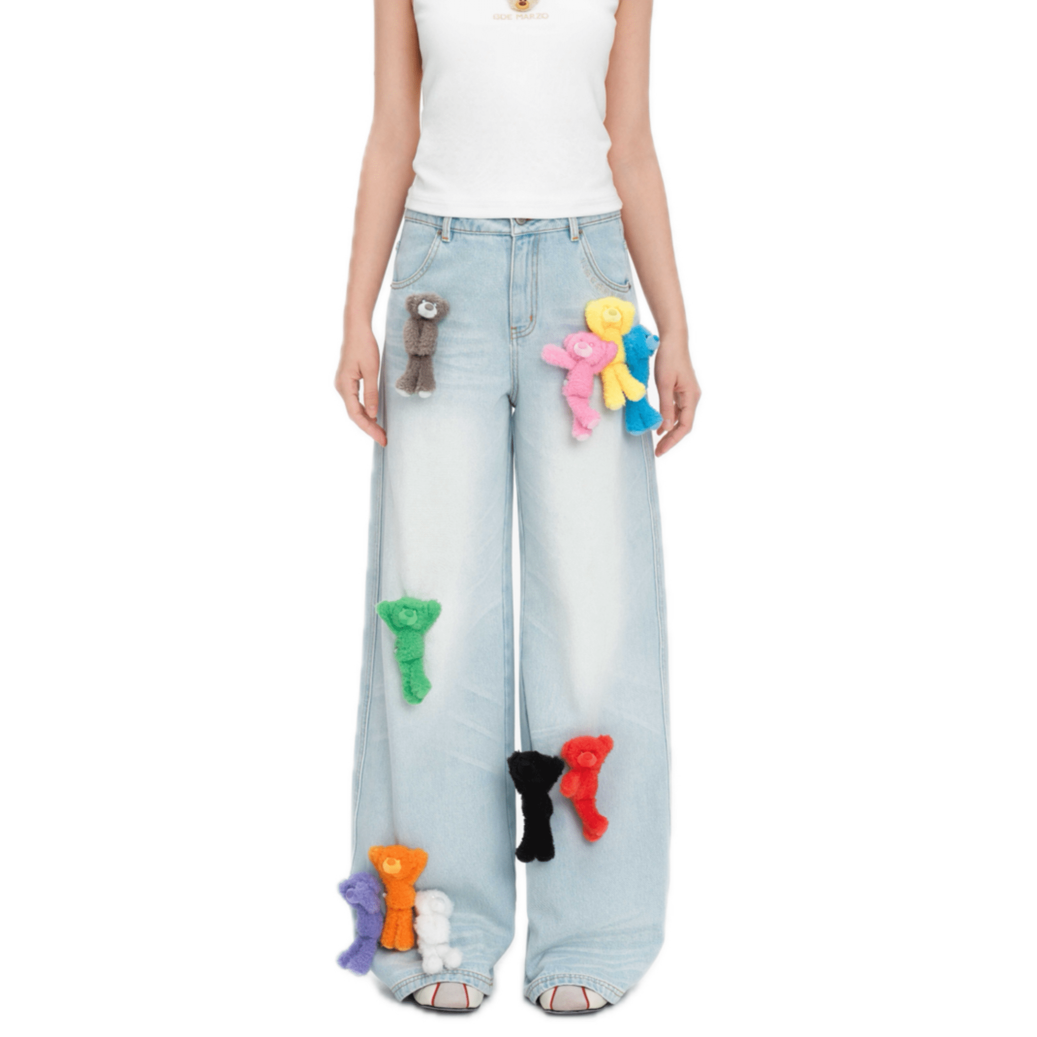 13DE MARZO Colorful Full - body Bear Jeans in Blue | MADAX